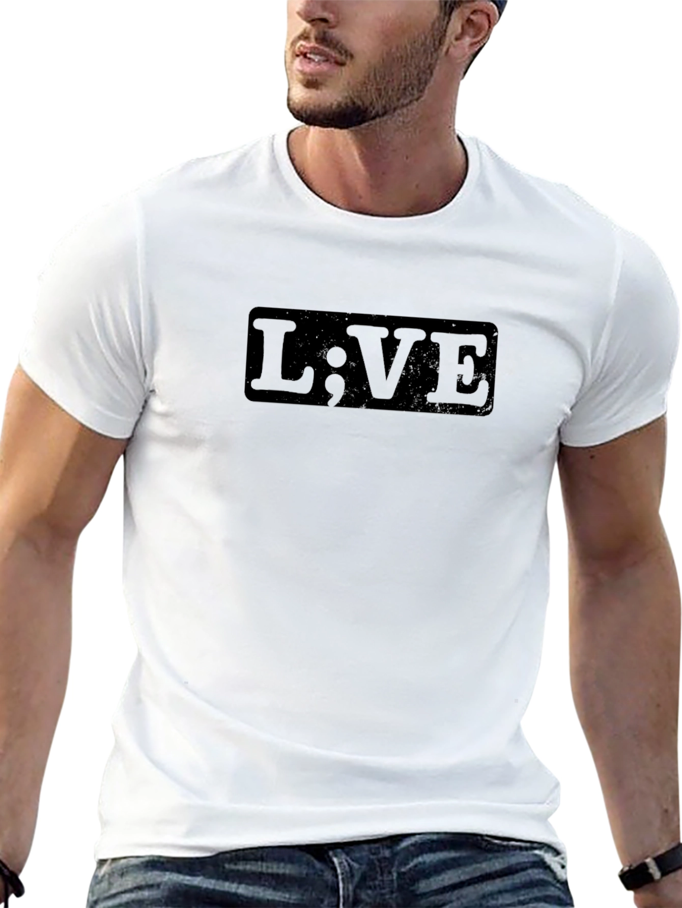 Black L;VE Graphic Print Black Crew Neck Tee view 13
