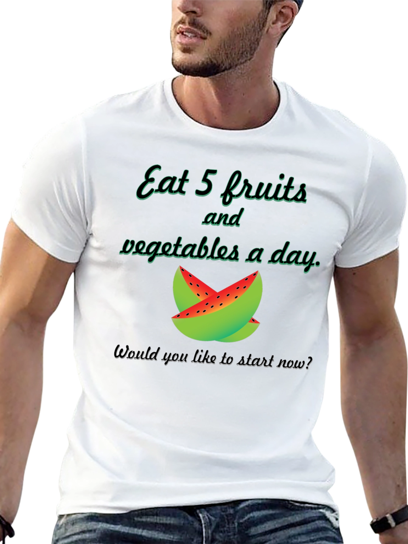 Black Eat 5 Fruits & Vegetables T-Shirt view 13