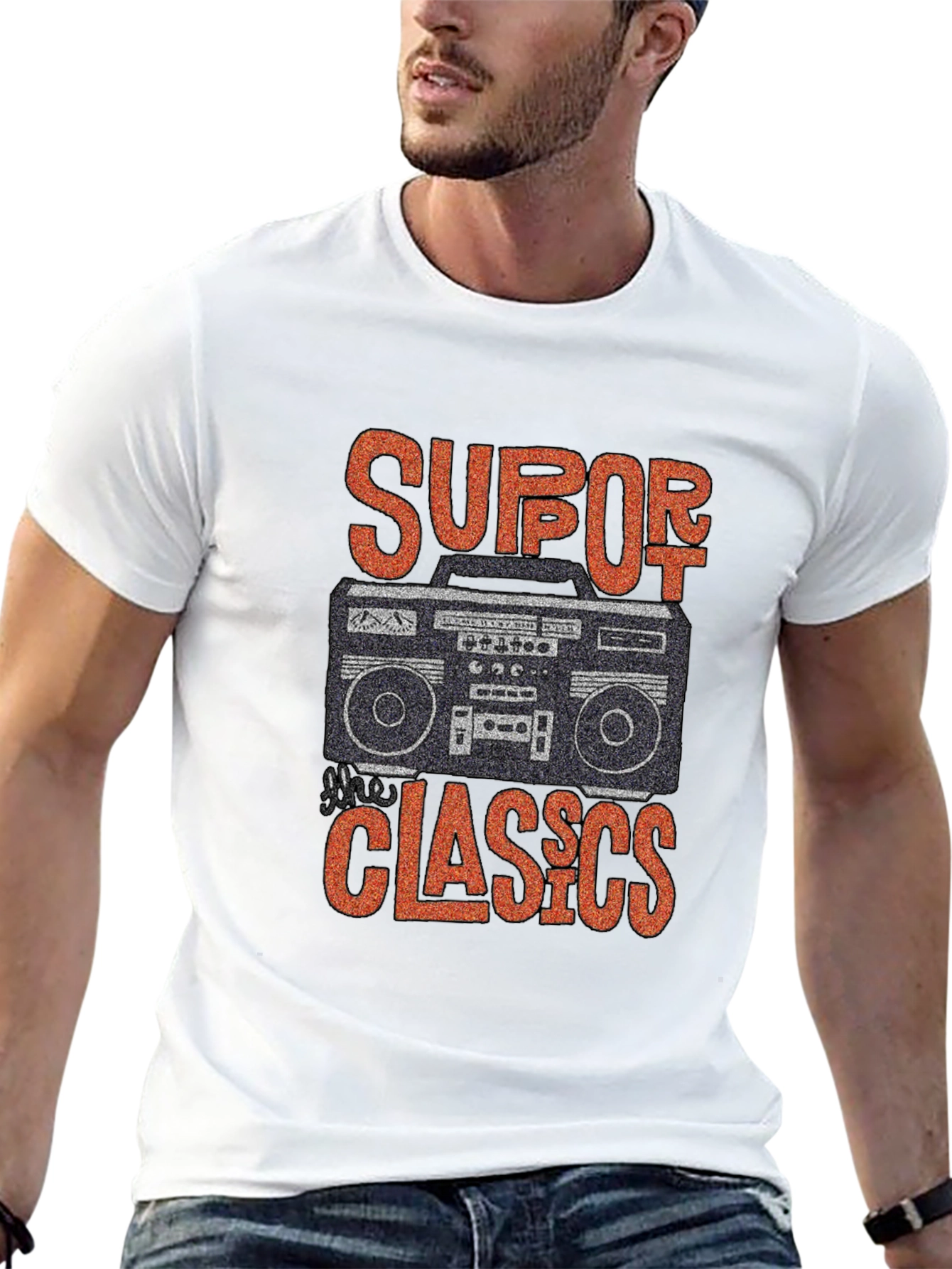 Black Retro Boombox Graphic T-Shirt - Classic Music Lover Tee view 13