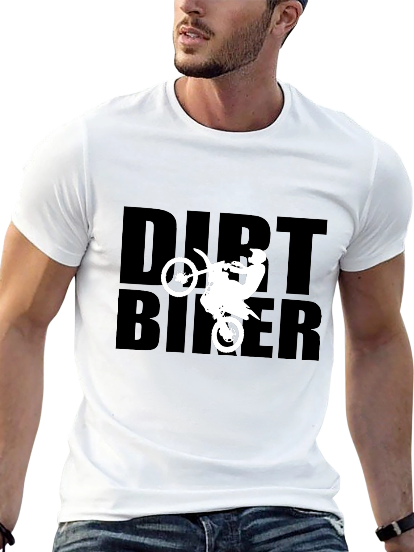 Black Dirt Biker Graphic Tee - Black Cotton T-Shirt view 13