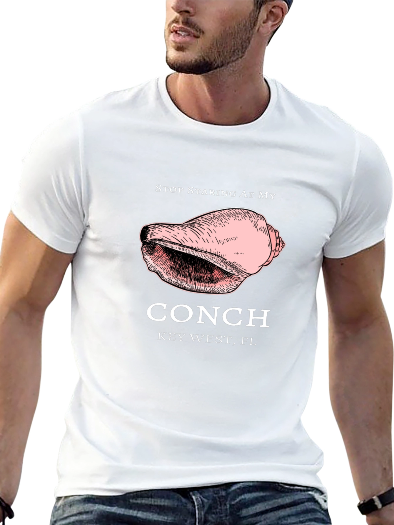 Stop Staring At My Conch Black T-Shirt - 13