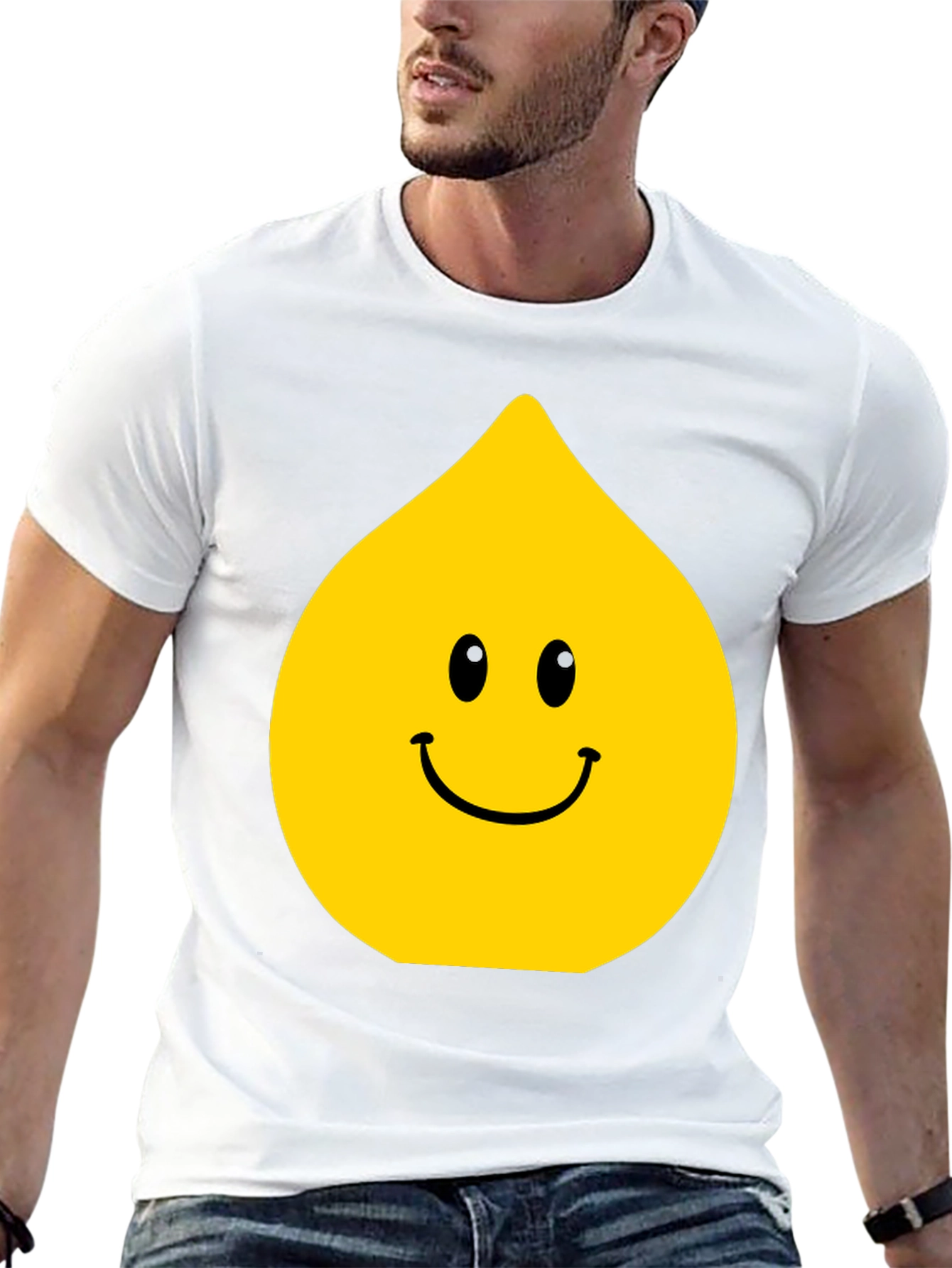 Black Funny Smiley Face Drop Graphic Black T-Shirt view 13