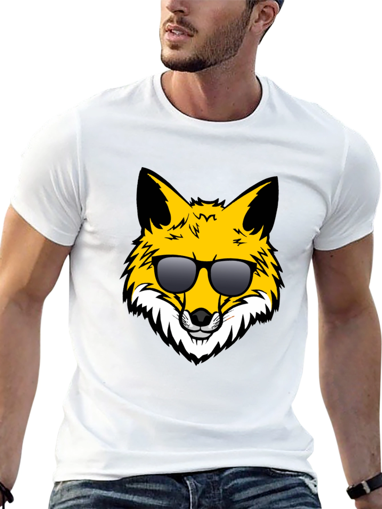 Black Cool Fox Graphic Tee - Black Unisex T-Shirt view 13