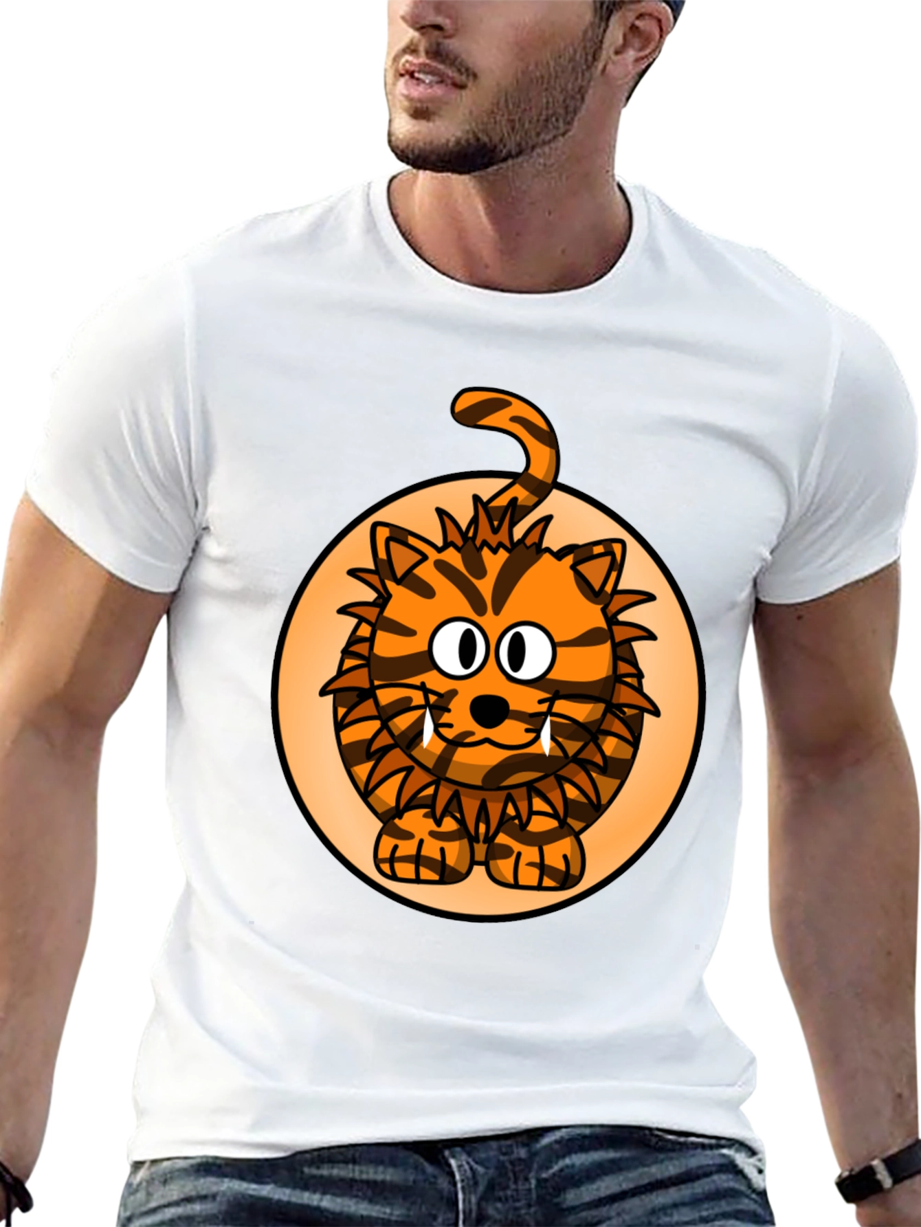 Black Cartoon Tiger Graphic Tee - Fun Animal Print Shirt view 13