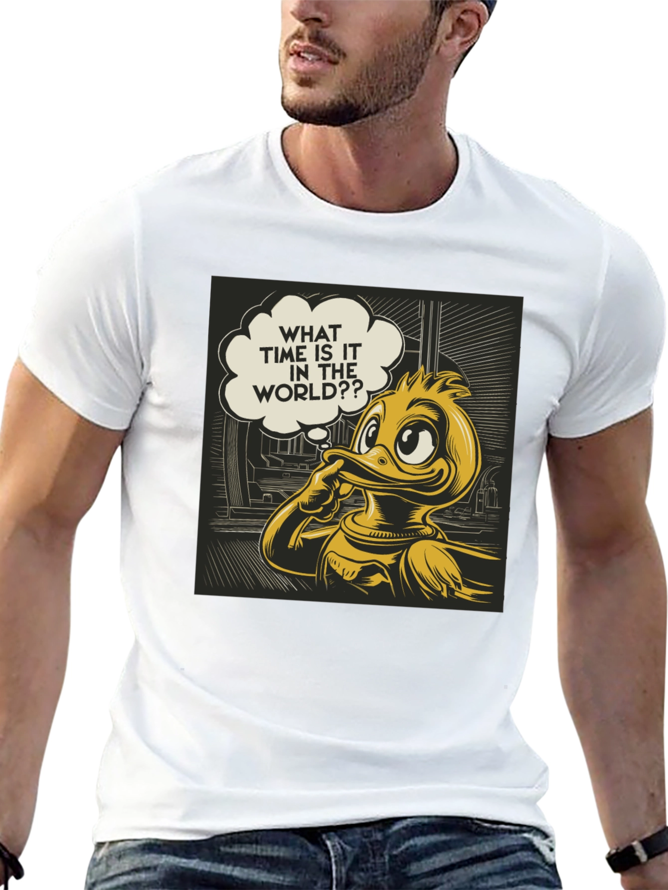 Black Thinking Duck Graphic Tee - "What Time is it?" view 13