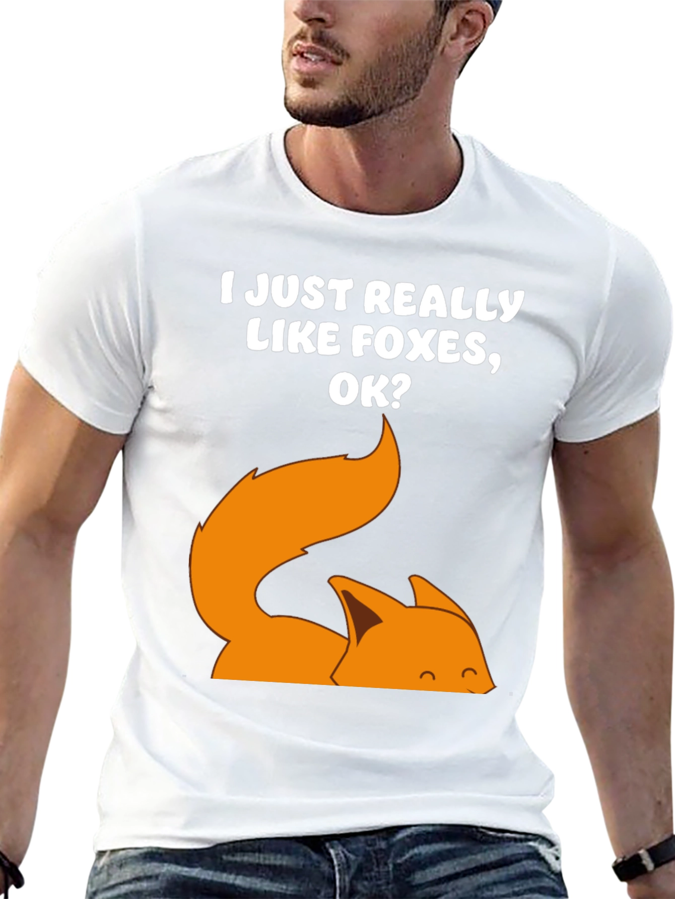 Black I Just Really Like Foxes OK? T-Shirt view 13