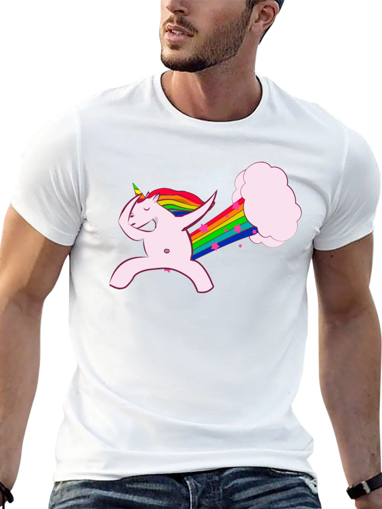 Black Dabbing Unicorn Rainbow Fart Black T-Shirt view 13