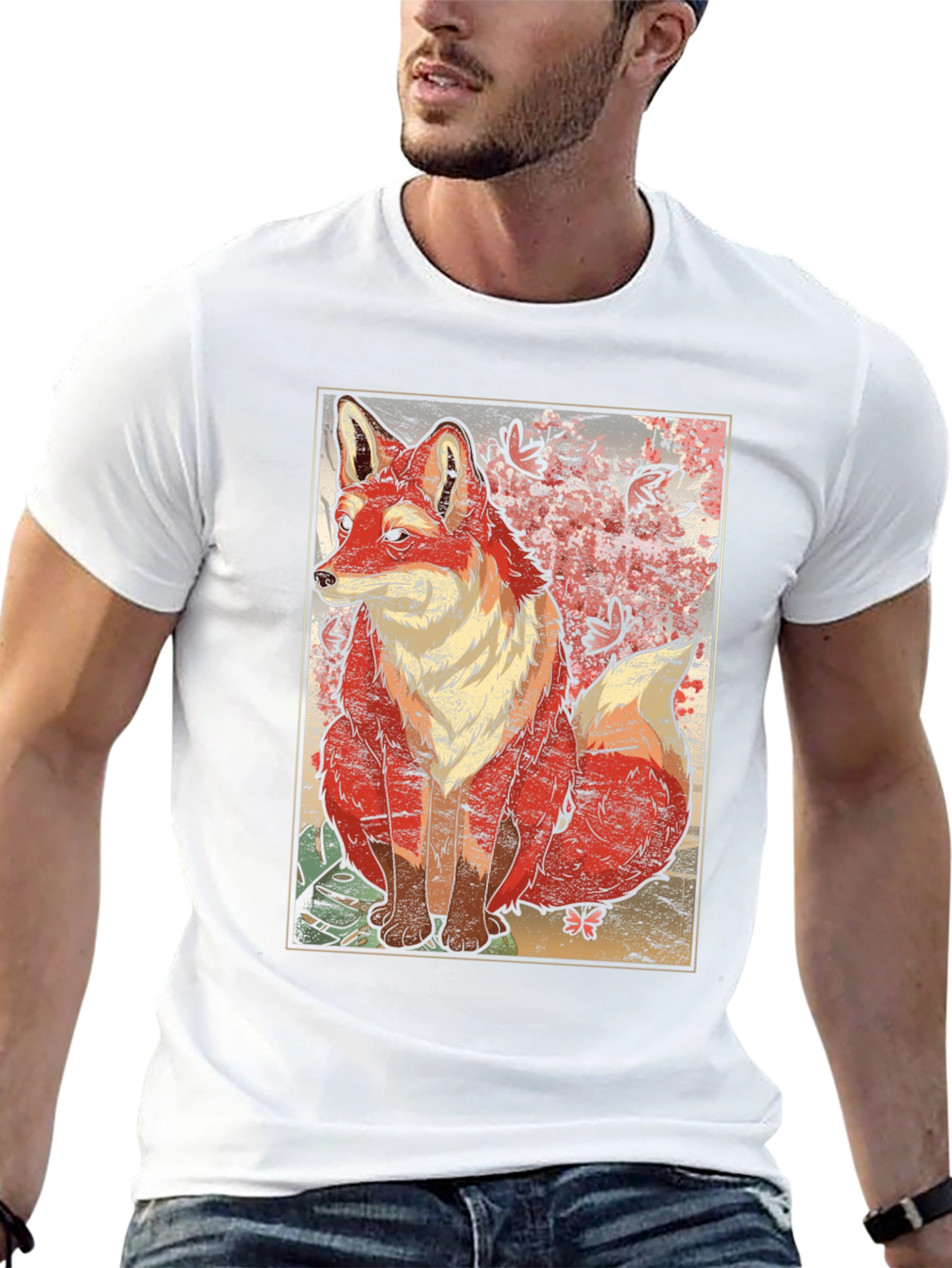 Black Artistic Fox Graphic T-Shirt - Unique Design view 13