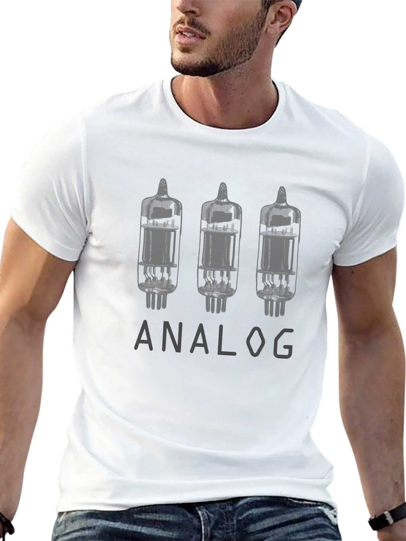 Black Analog Valve Tube T-Shirt - Classic Design view 13