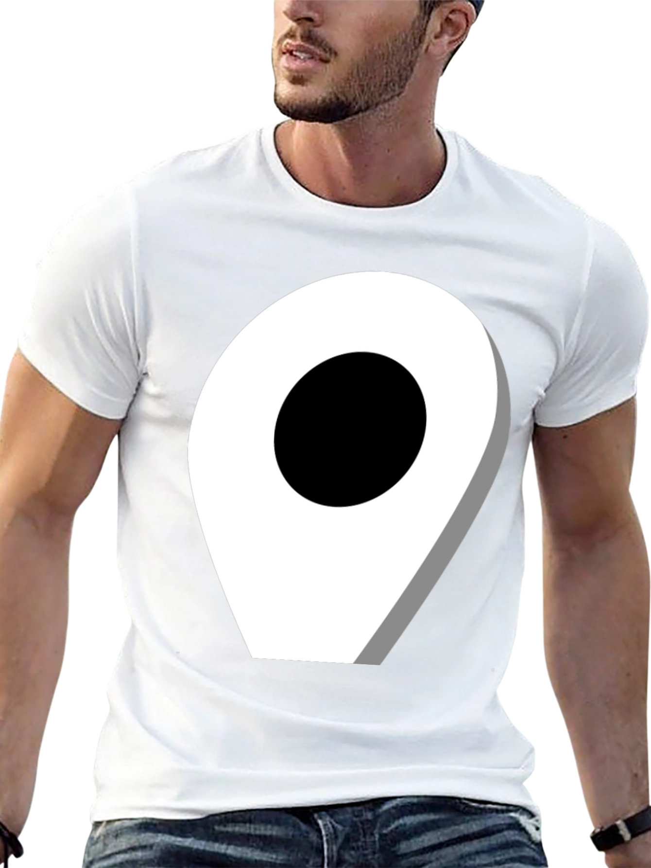 Black Location Pin Graphic Tee - Modern Black T-Shirt view 13