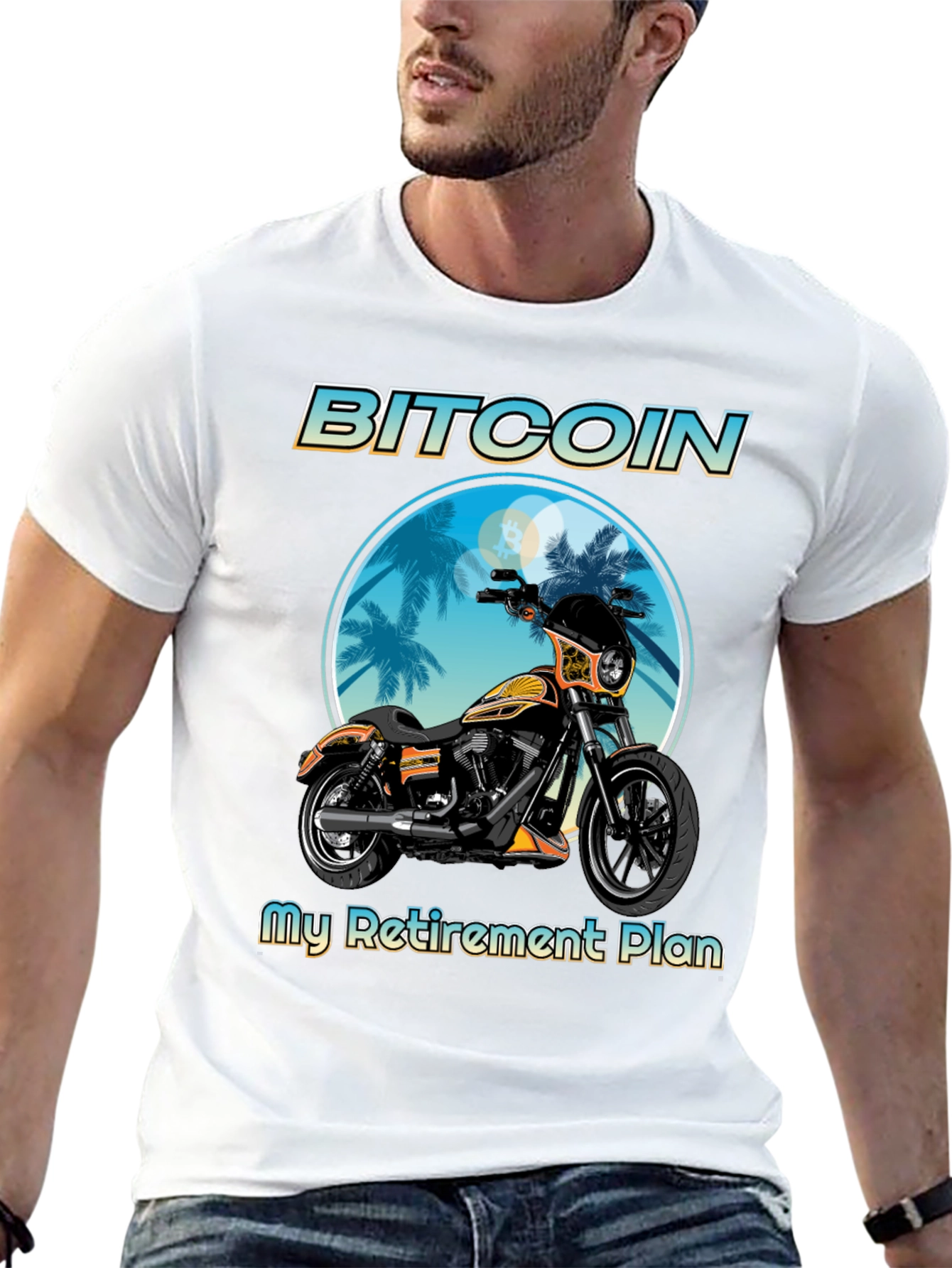 Black Bitcoin Motorcycle Retirement Plan T-Shirt view 13