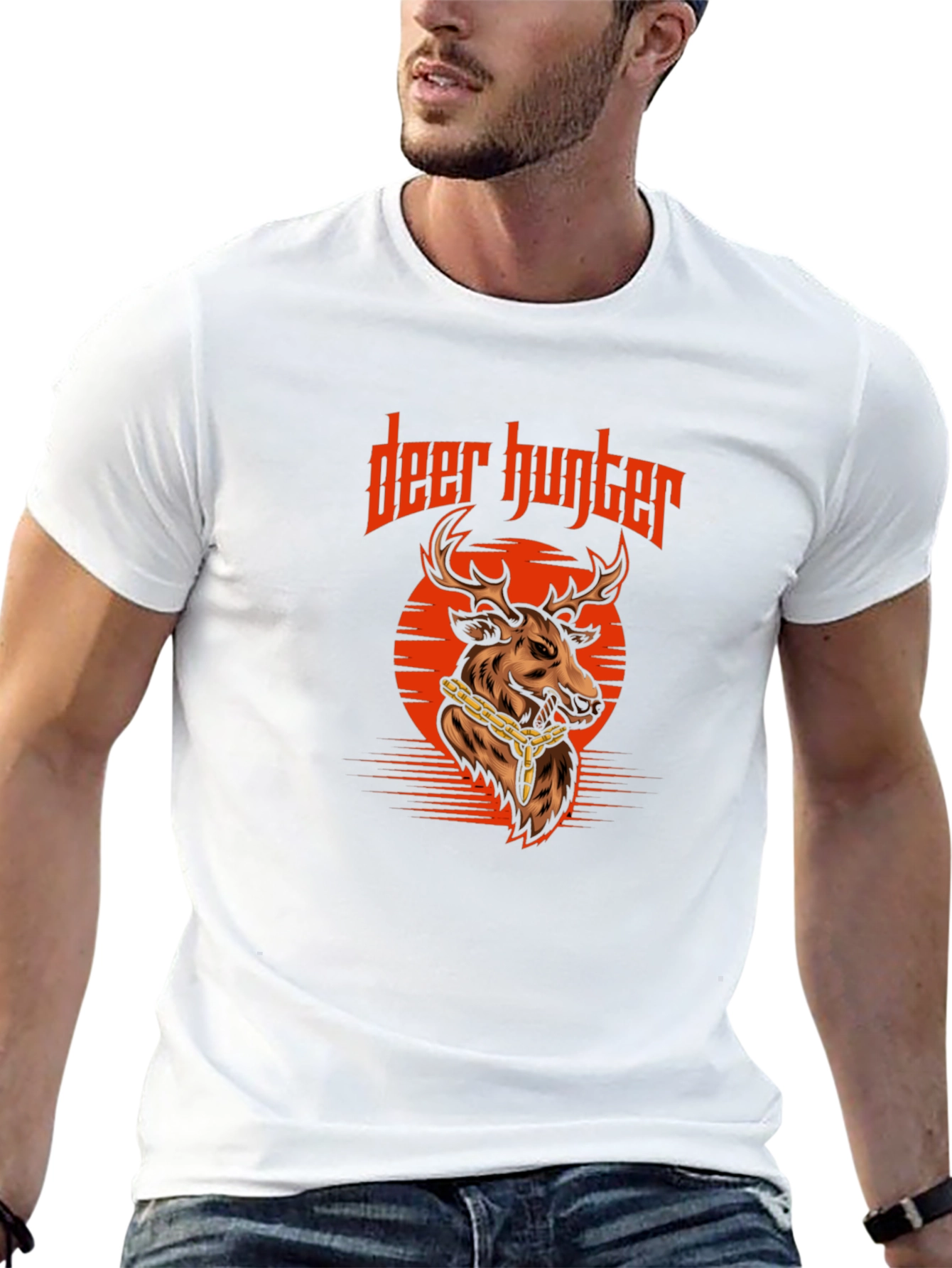 Black Deer Hunter Graphic Tee - Cool Animal Design Shirt view 13
