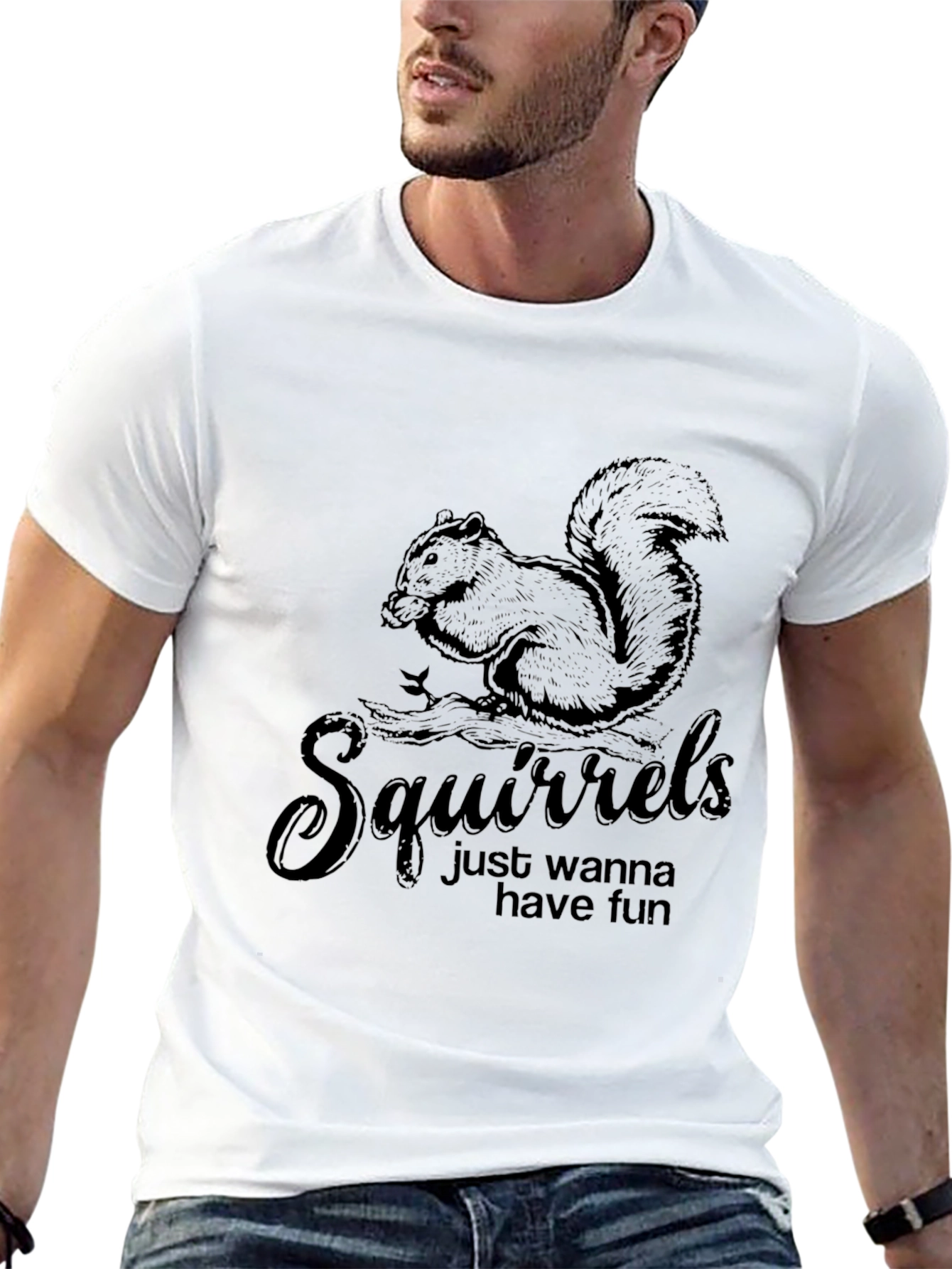 Squirrels Just Wanna Have Fun Black T-Shirt - 13