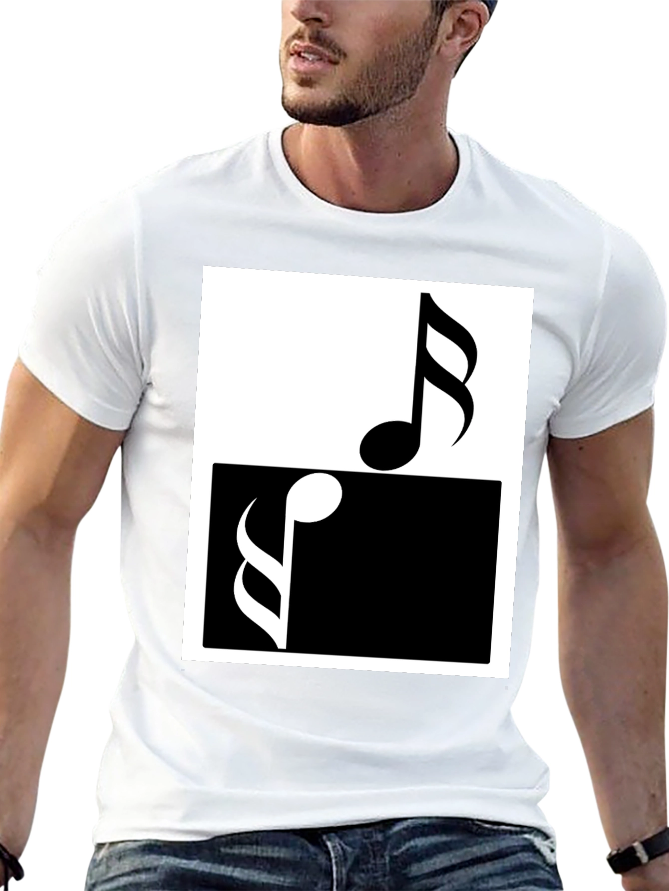 Black Music Notes Yin Yang T-Shirt view 13