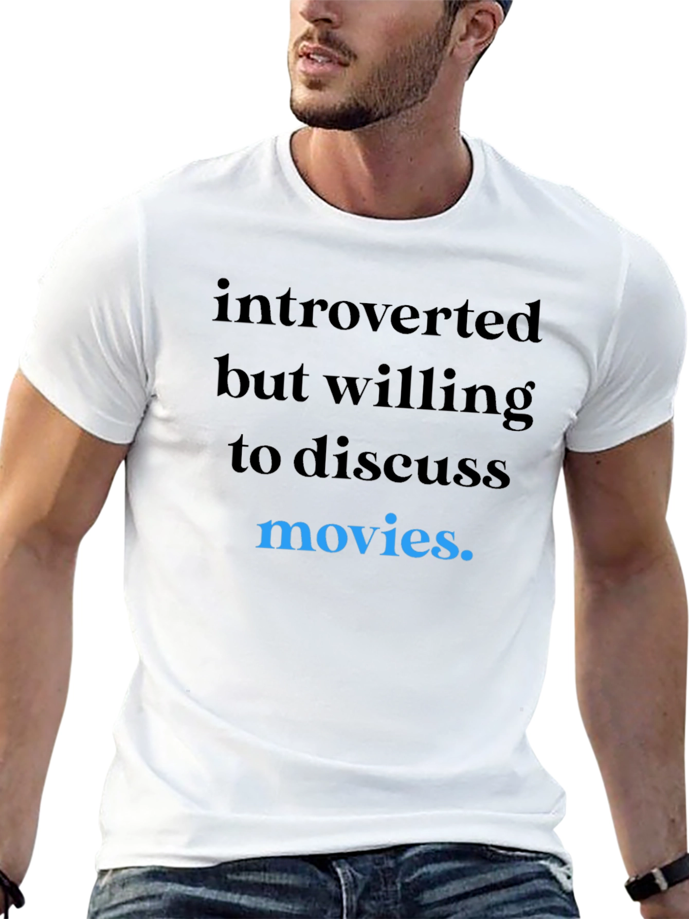 Black Introverted Movie Lover T-Shirt - Black view 13