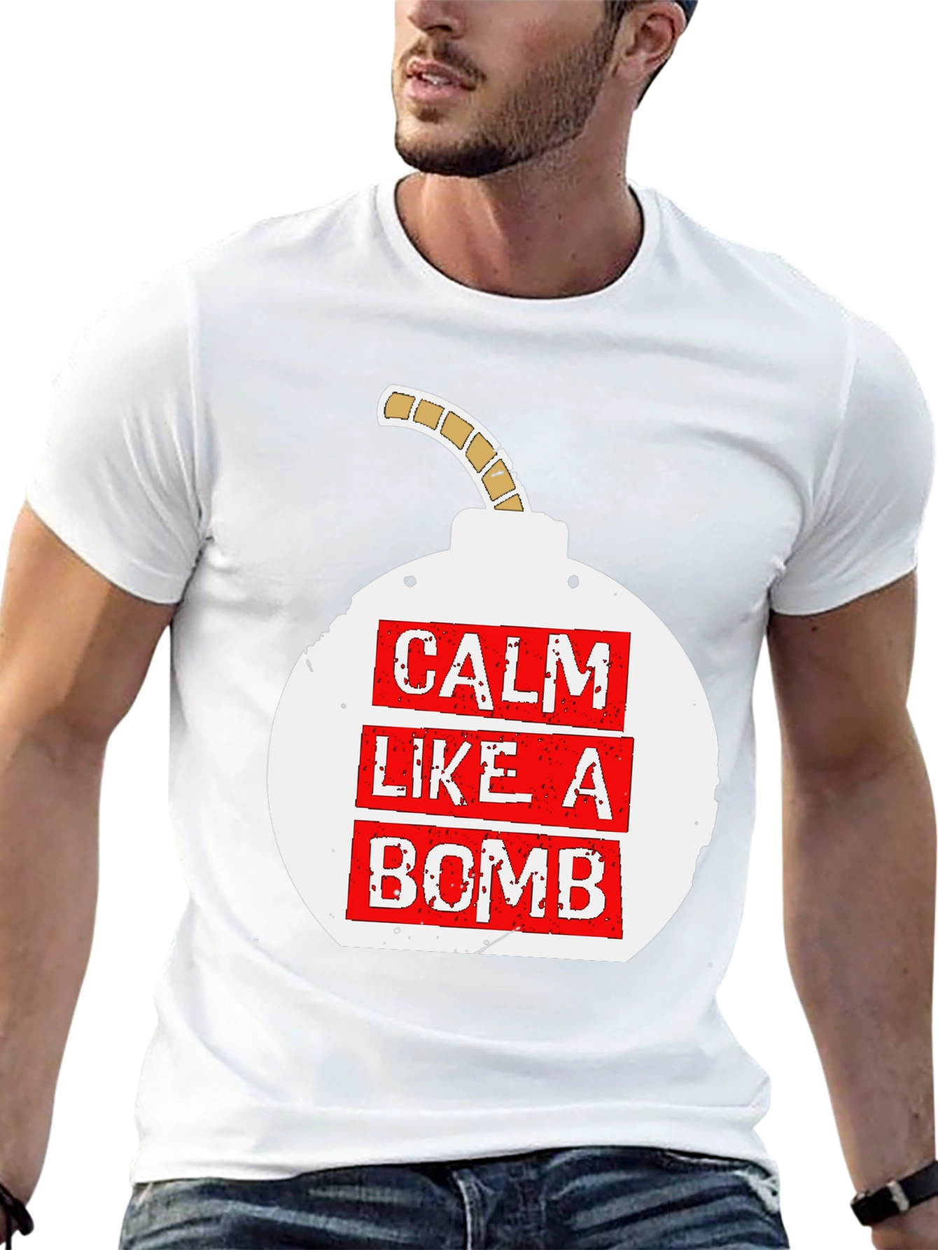 Black Calm Like A Bomb Graphic Tee view 13