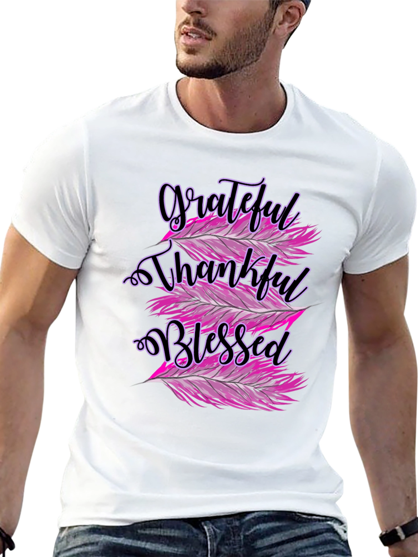 Black Grateful Thankful Blessed Graphic Tee view 13