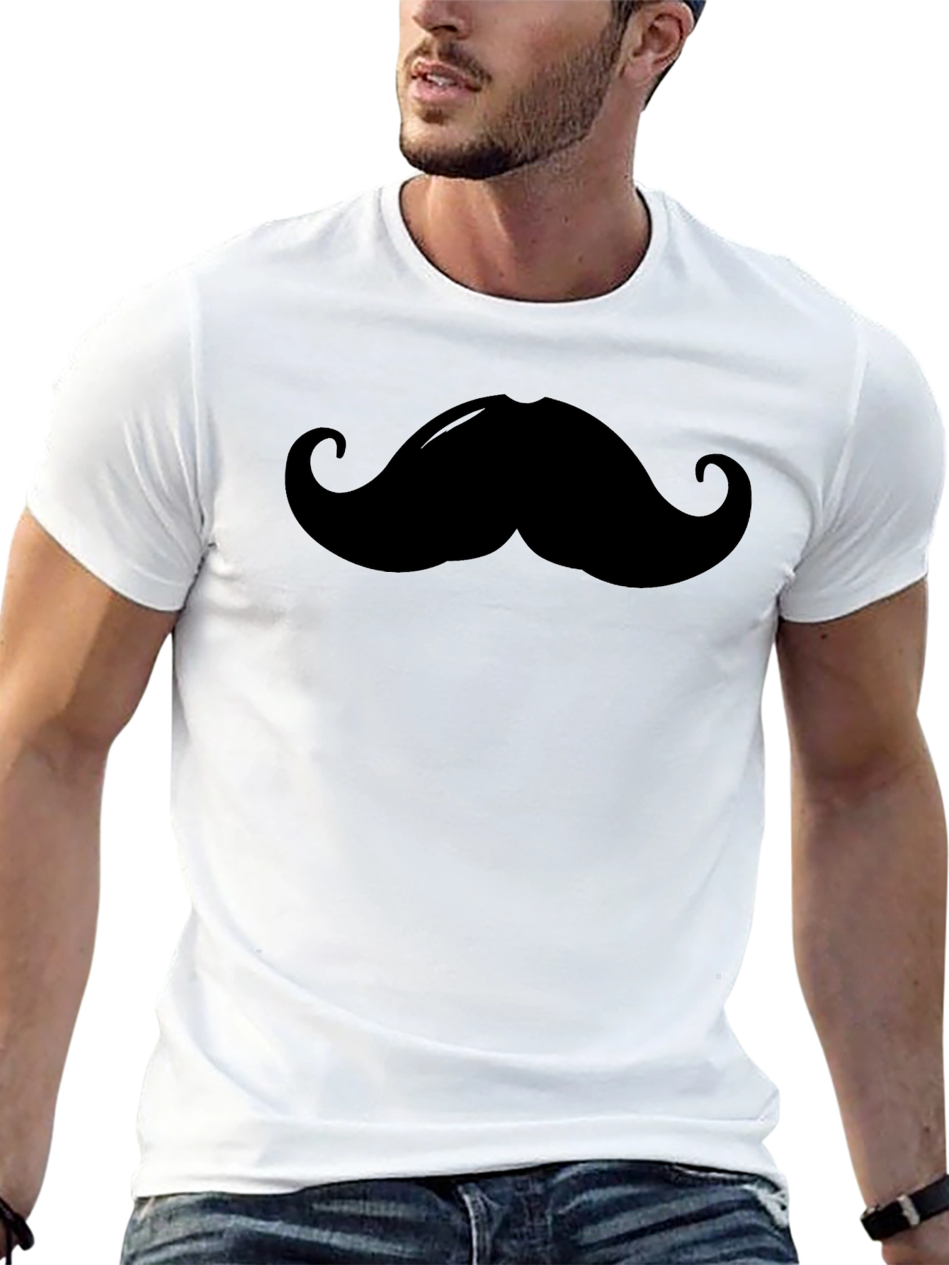 Black Mustache Graphic Tee - Comfy Black T-Shirt view 13