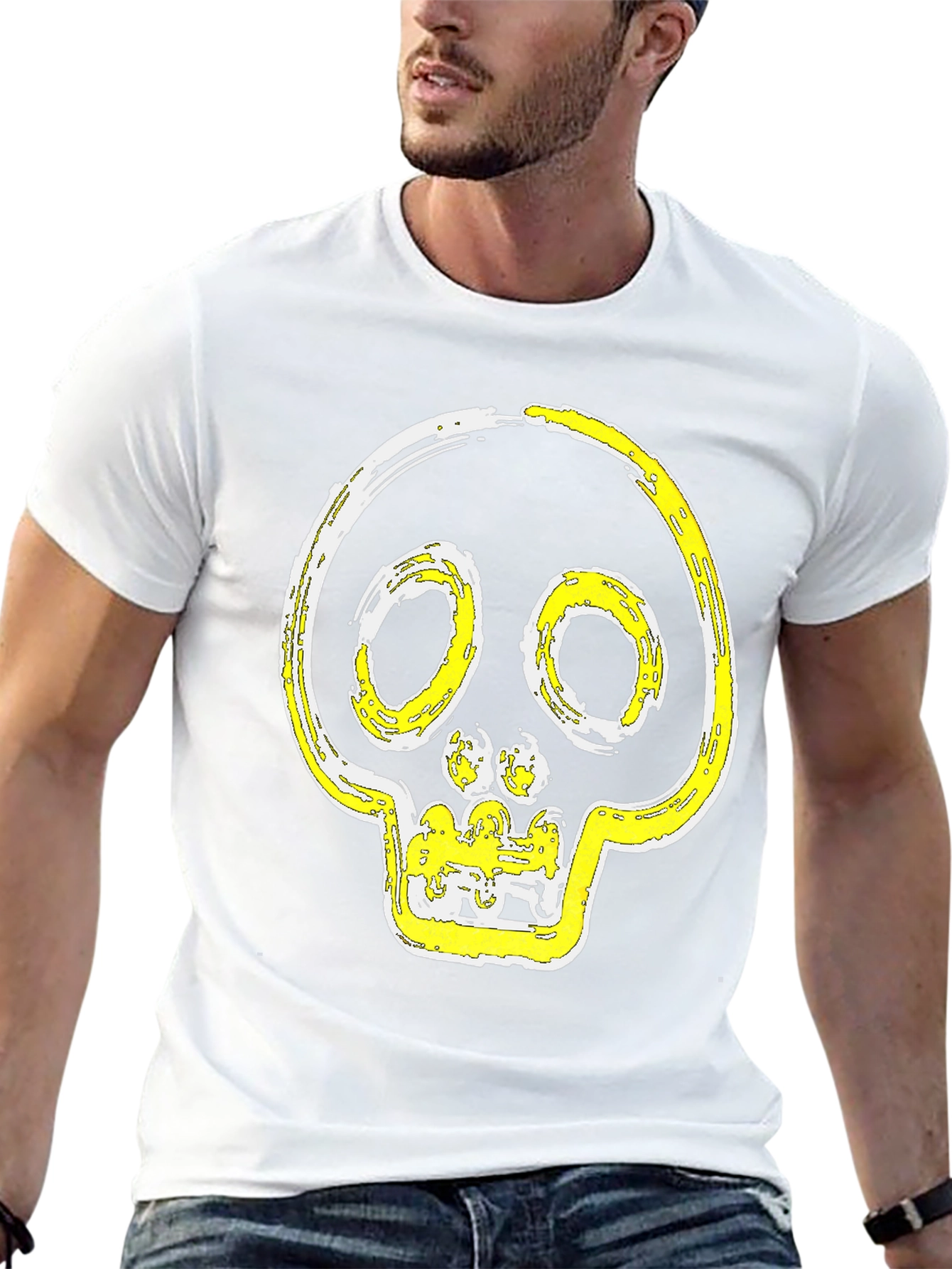 Black Skull Graphic Print T-Shirt - Modern Casual Tee view 13