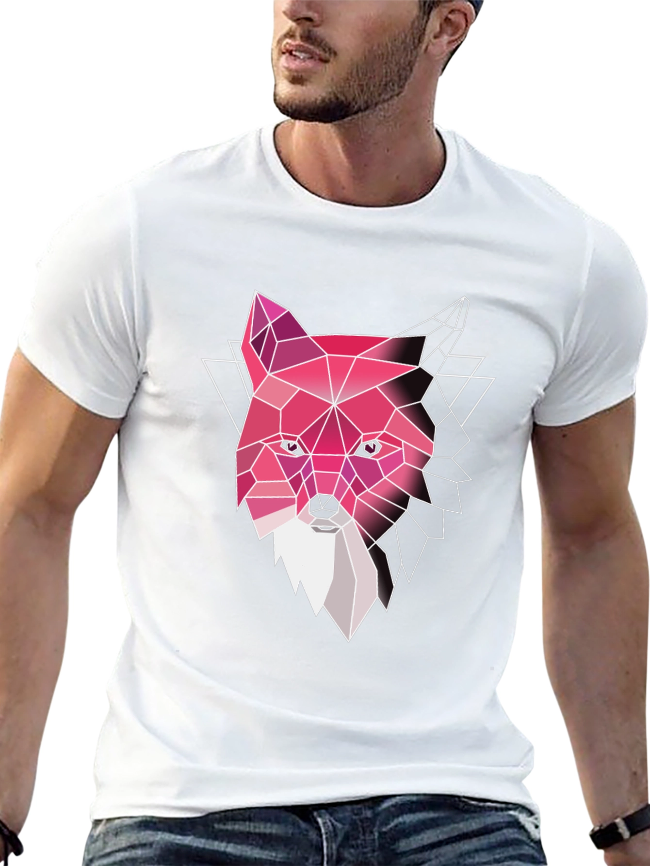 Black Geometric Fox T-Shirt - Modern Graphic Tee view 13