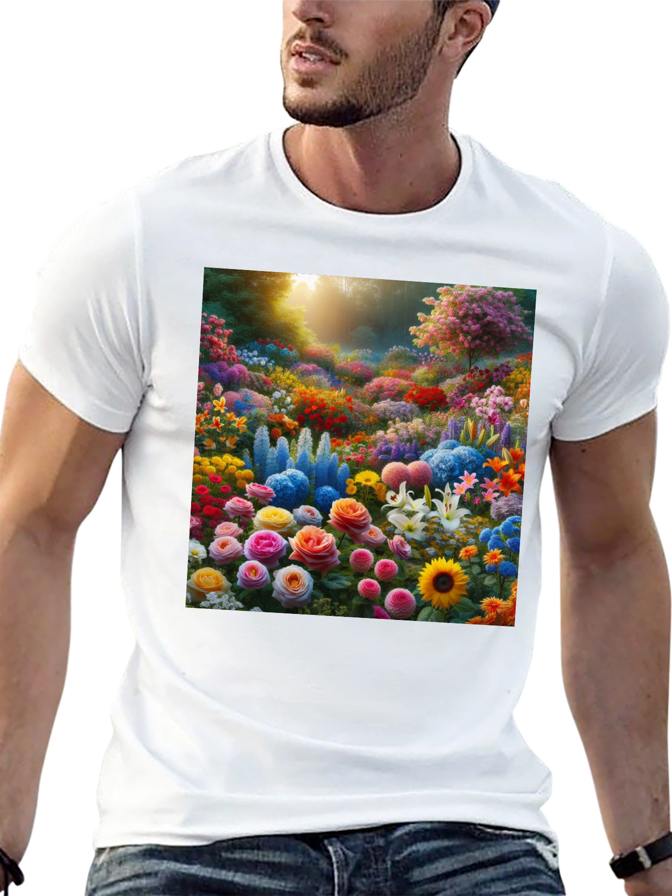 Black Floral Garden Print Crew Neck T-Shirt view 13