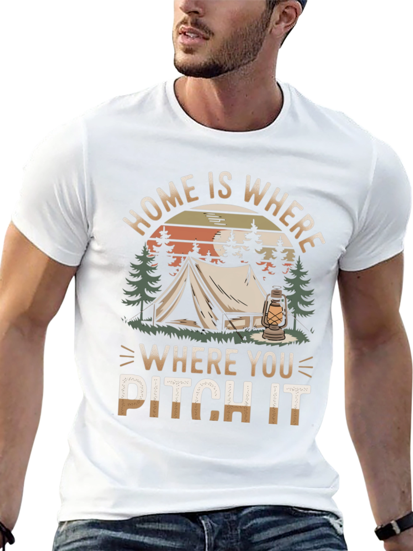 Black Home Is Where You Pitch It Camping T-Shirt view 13