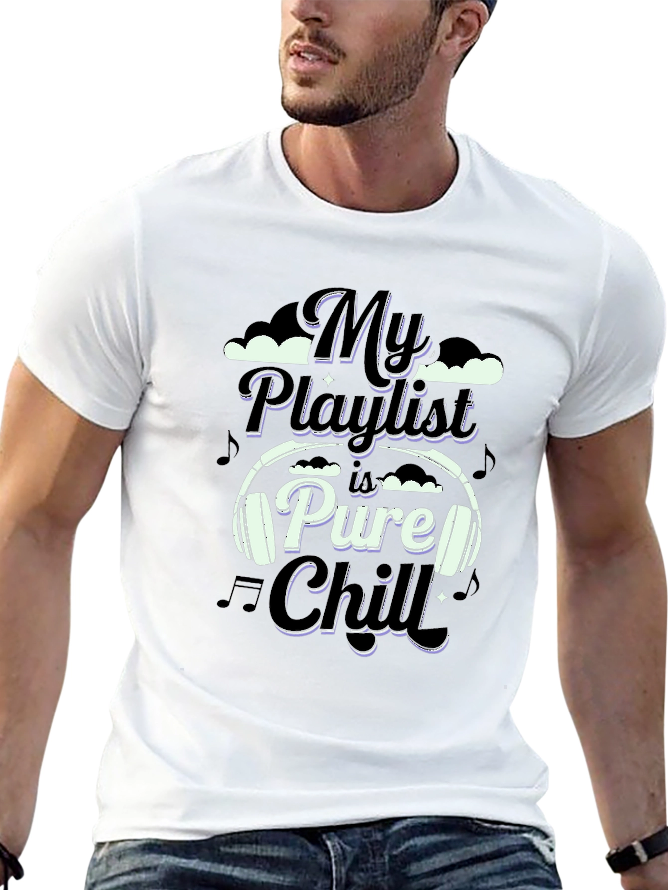 Black My Playlist is Pure Chill T-Shirt - Music Lover Tee view 13