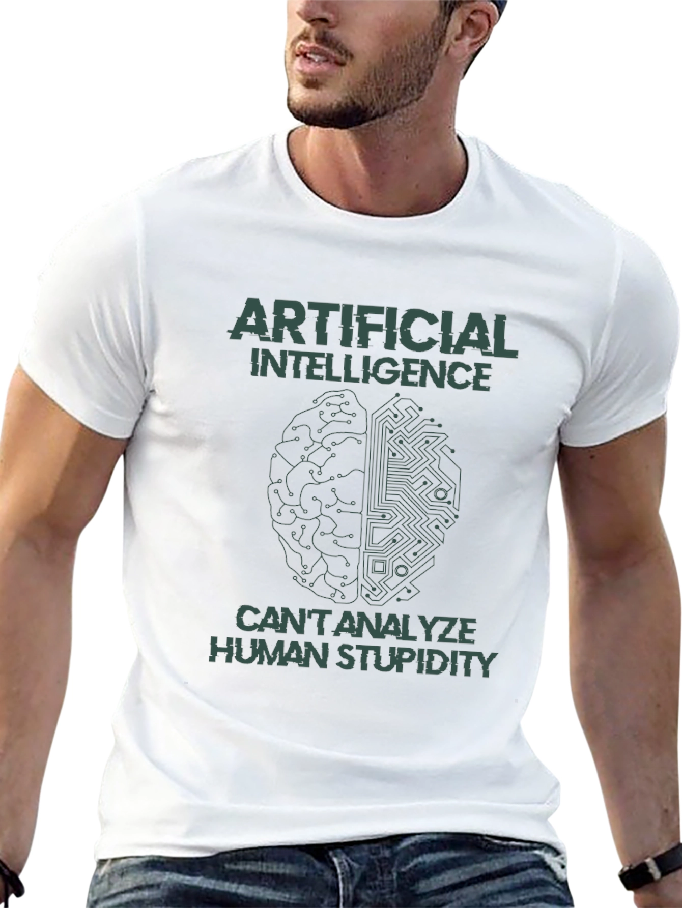 Black AI vs Stupidity Graphic T-Shirt view 13