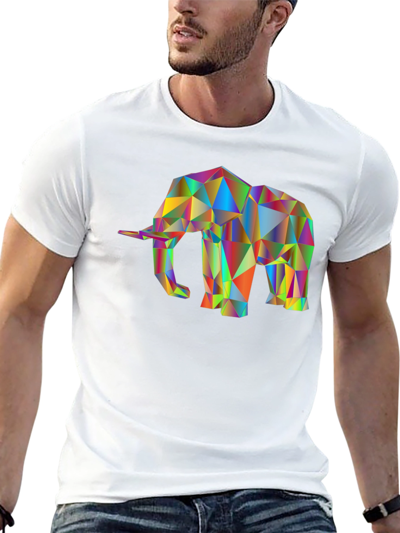 Black Geometric Elephant T-Shirt - Modern Art Tee view 13