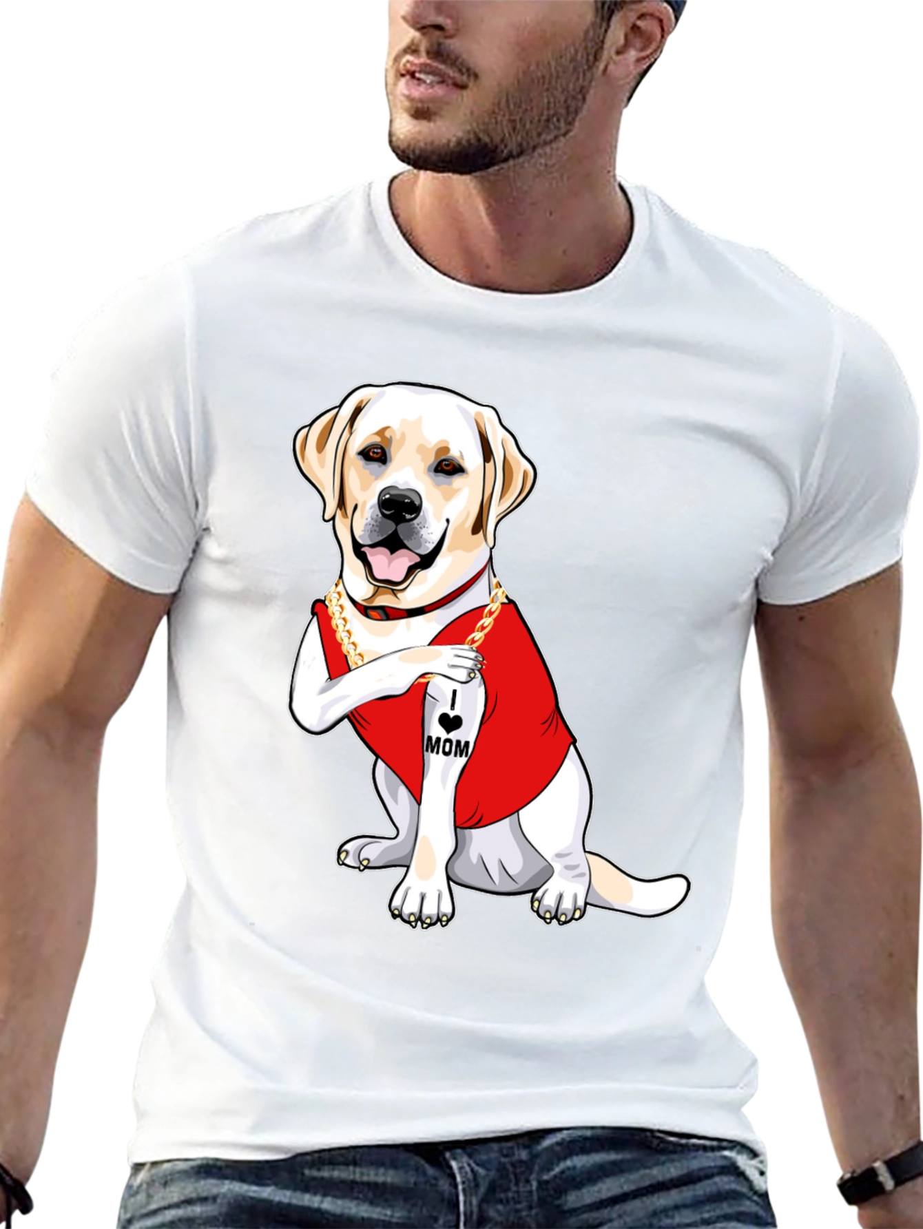 Black I Heart Mom Dog T-Shirt - Cute Labrador Graphic Tee view 13