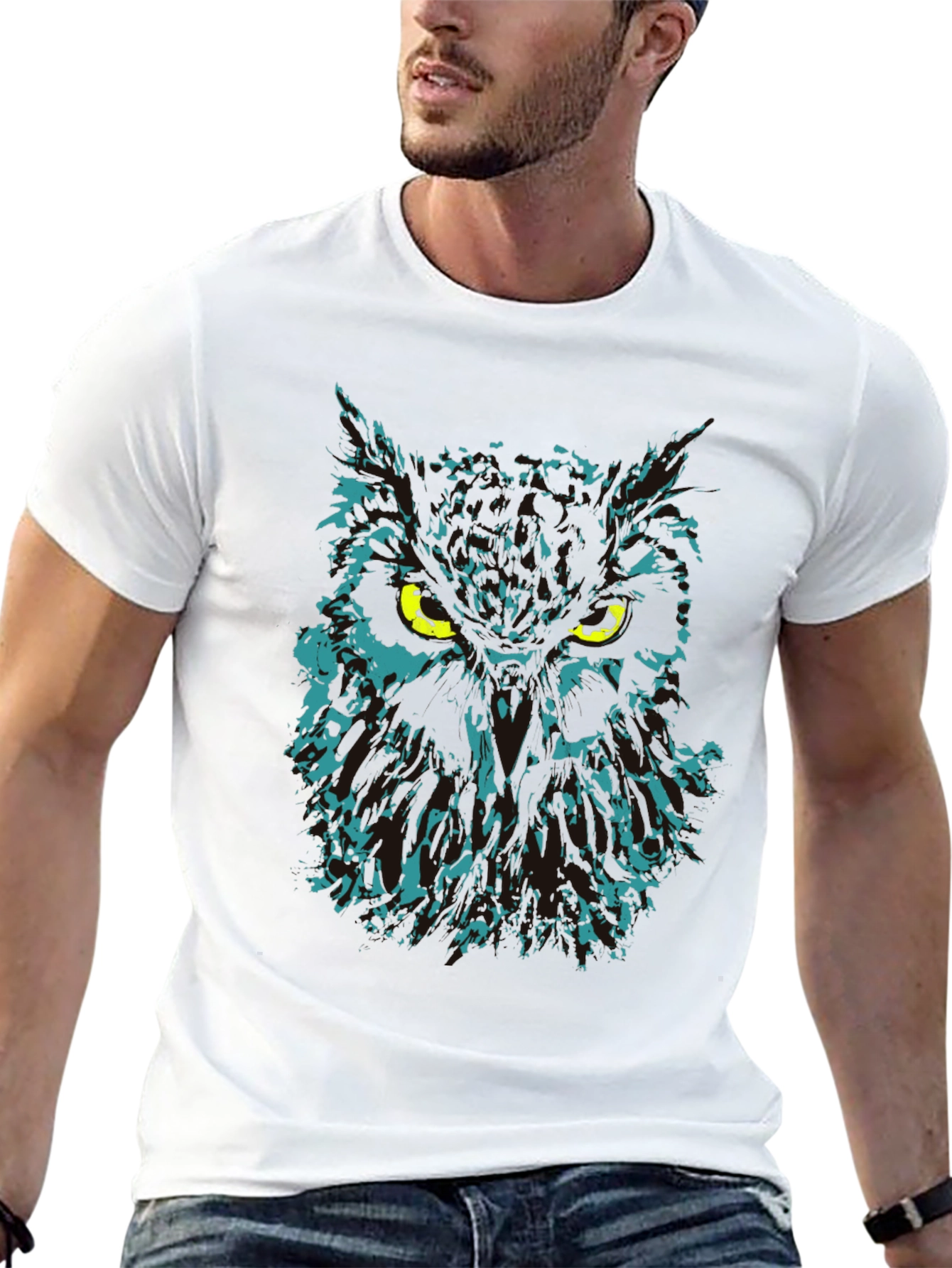 Black Owl Graphic Print Black T-Shirt view 13