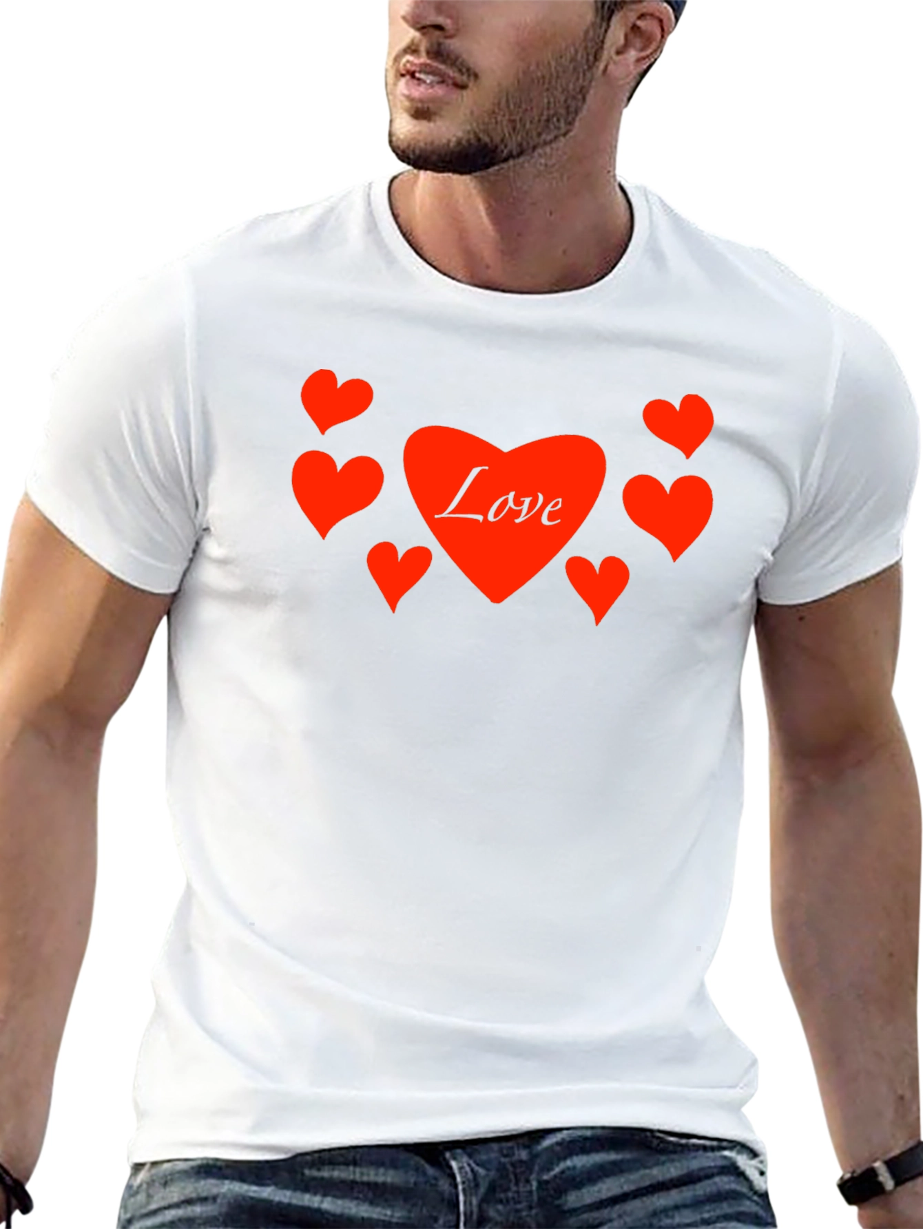Black Love Heart Graphic Black T-Shirt view 13