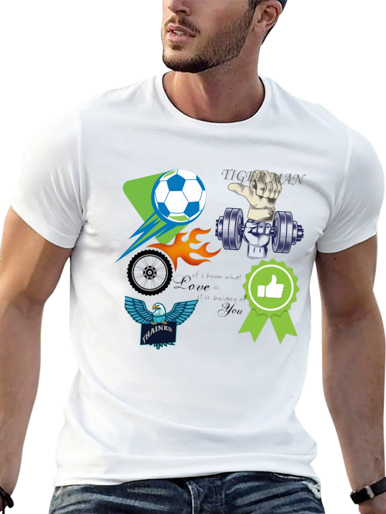 Black Unique Graphic T-Shirt - Soccer, Gym, Eagle Design view 13