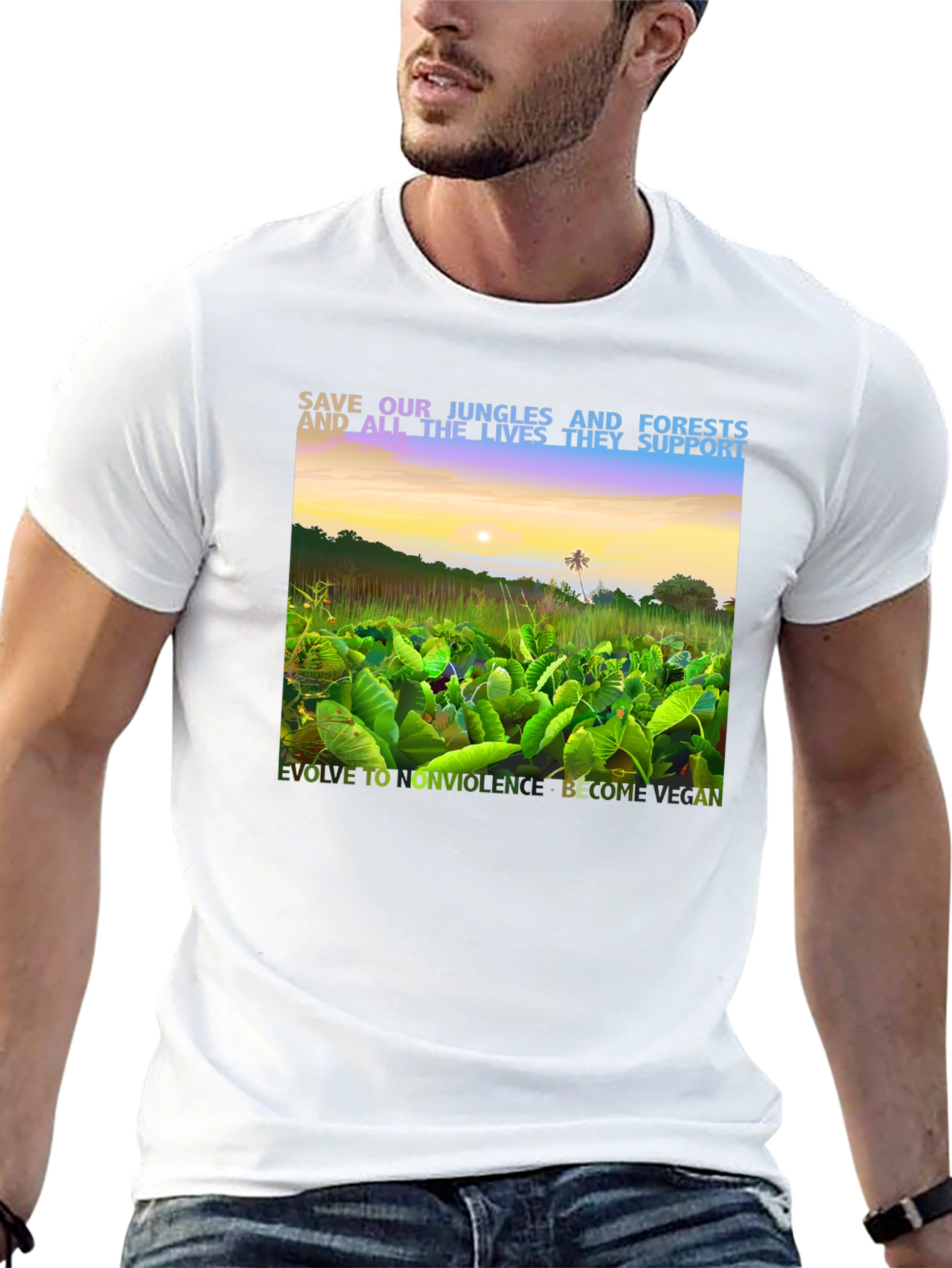 Black Save Our Jungles & Forests Vegan T-Shirt view 13