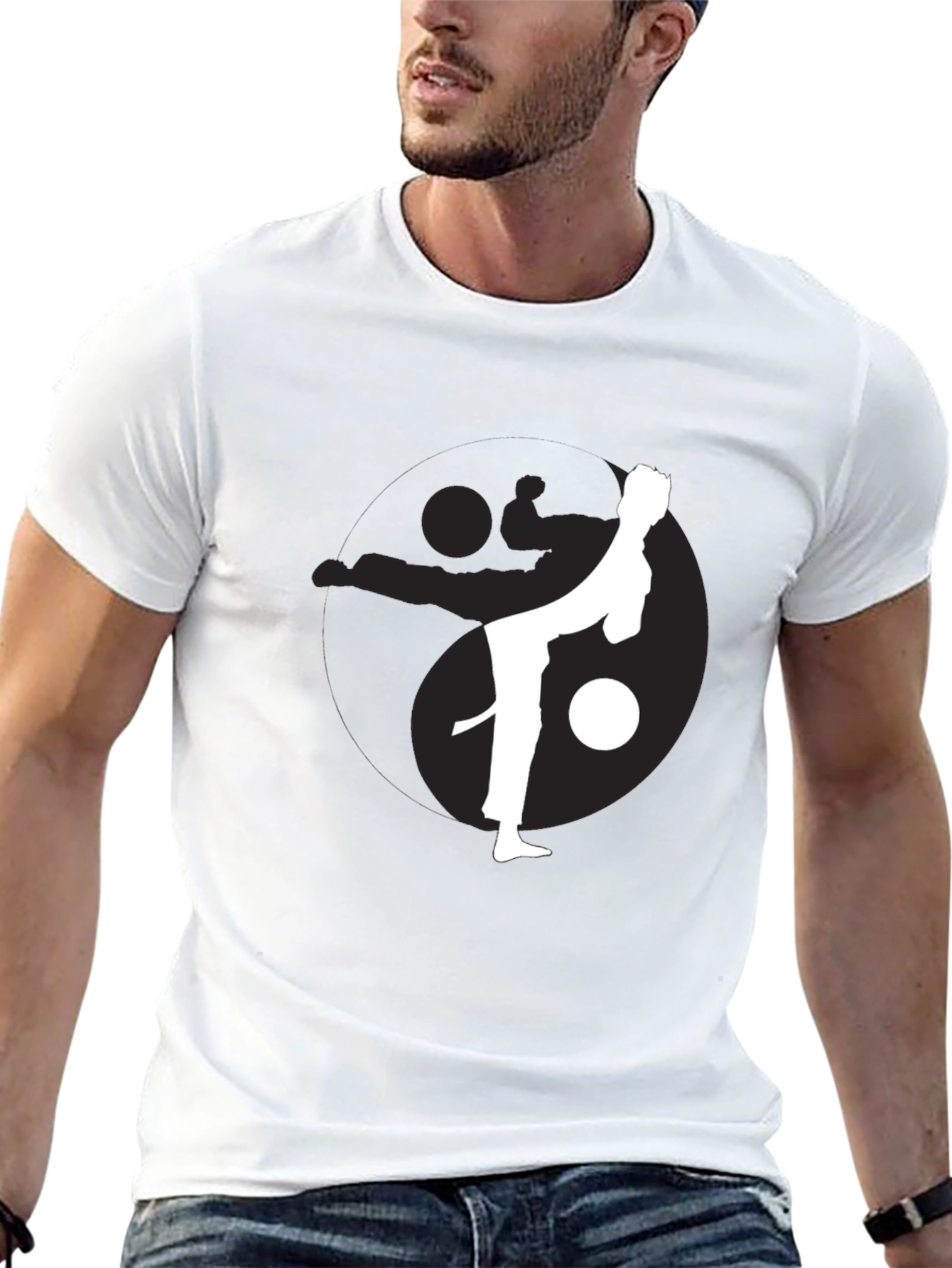 Black Martial Arts Yin Yang Graphic Tee view 13