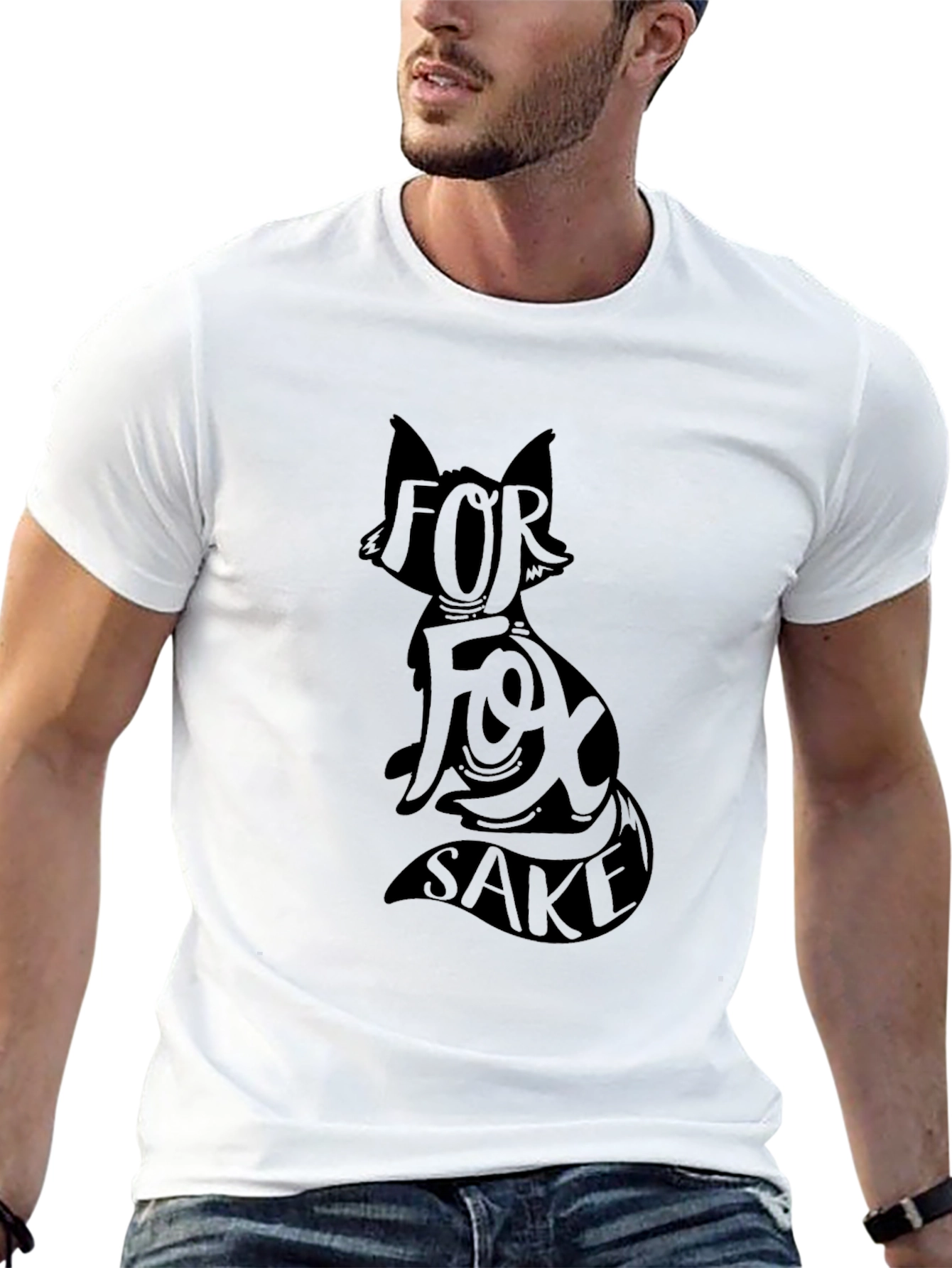 Black For Fox Sake Graphic T-Shirt - Black Cotton Tee view 13