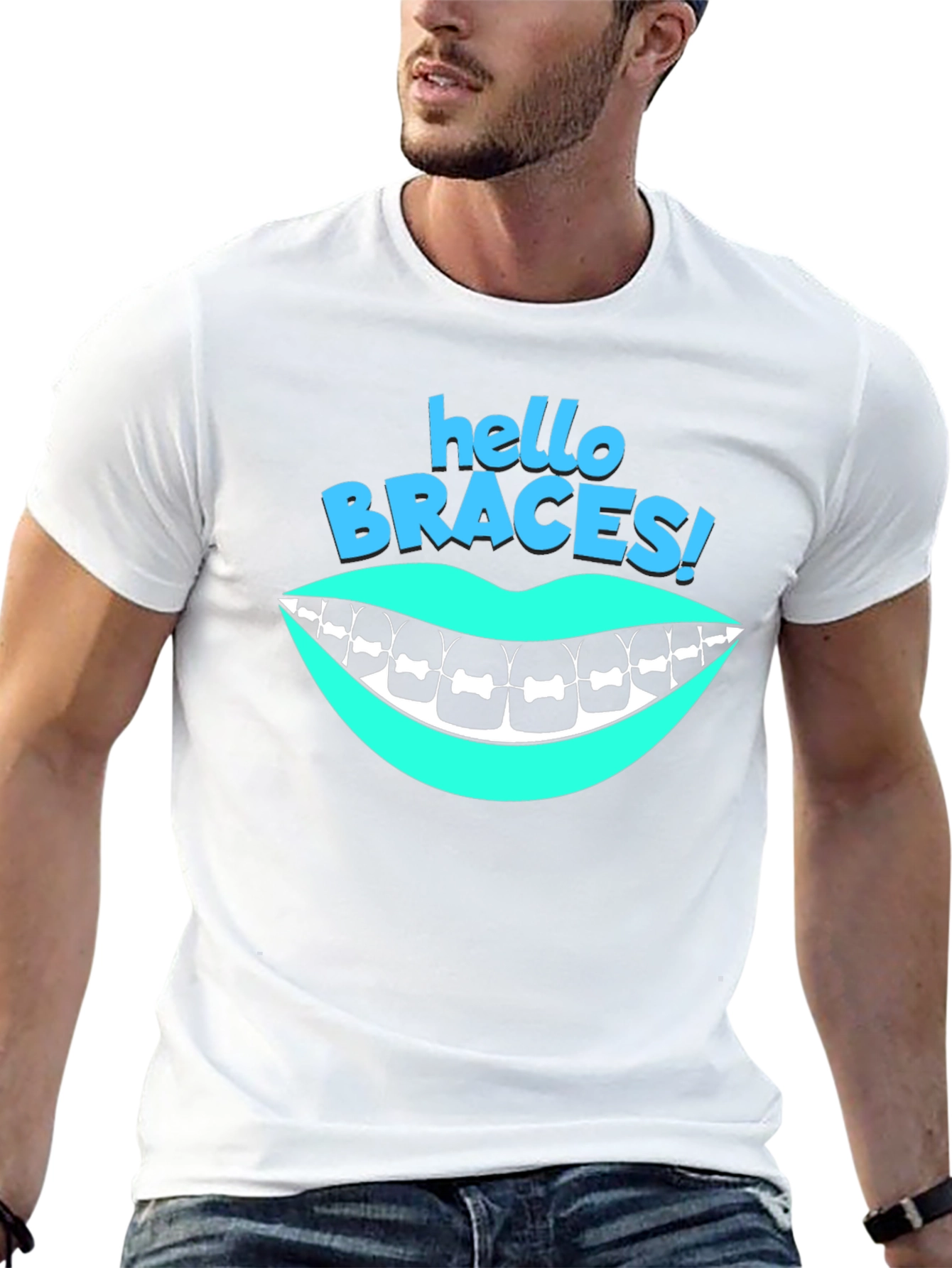 Black Hello Braces! Graphic T-Shirt - Black view 13