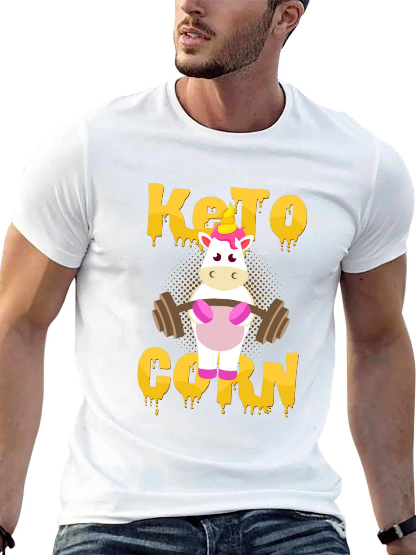 Black Keto Corn Unicorn T-Shirt - Funny Gym Workout Tee view 13