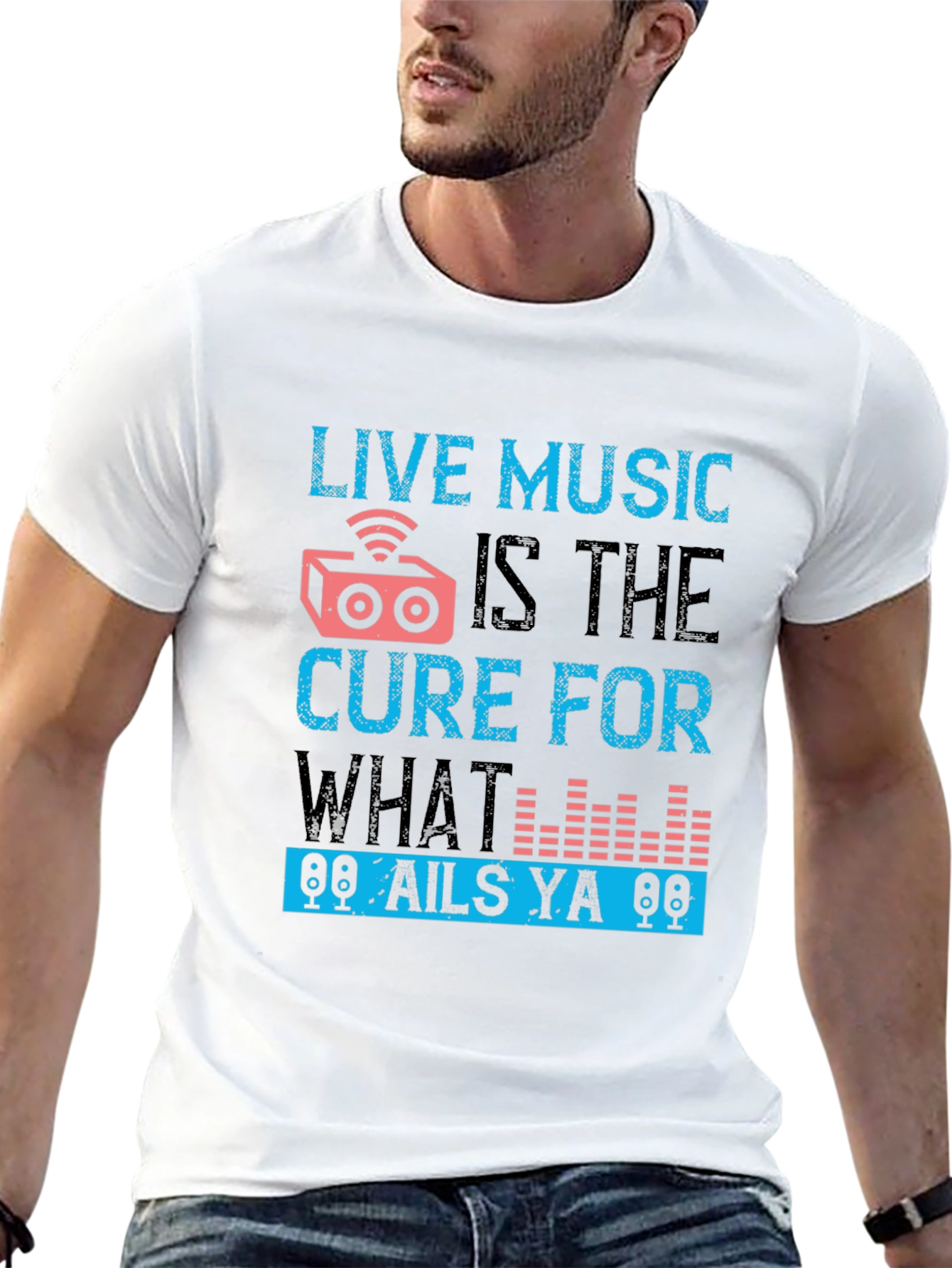 Black Live Music Cure Graphic Tee - Black view 13