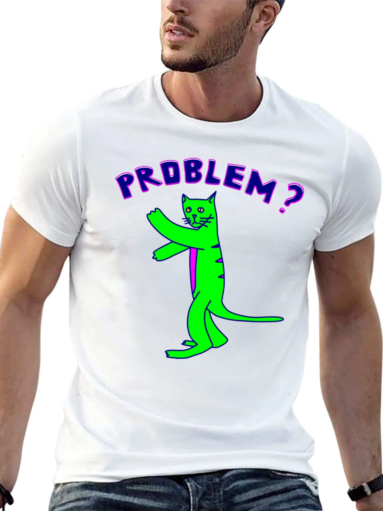 Black Problem Cat Graphic Tee - Unique Funny Design view 13