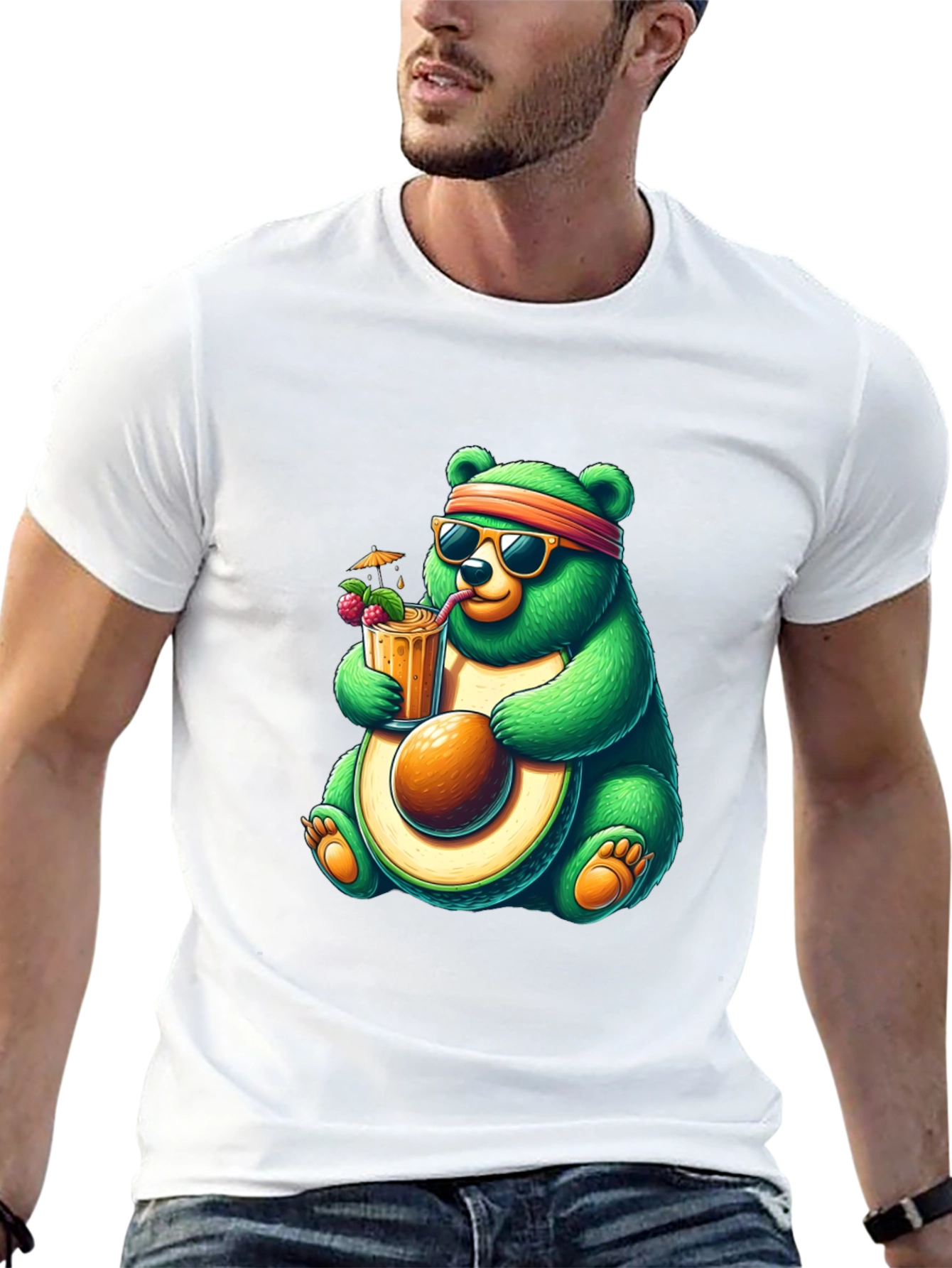 Black Bear Avocado Cocktail T-Shirt - Quirky Graphic Tee view 13