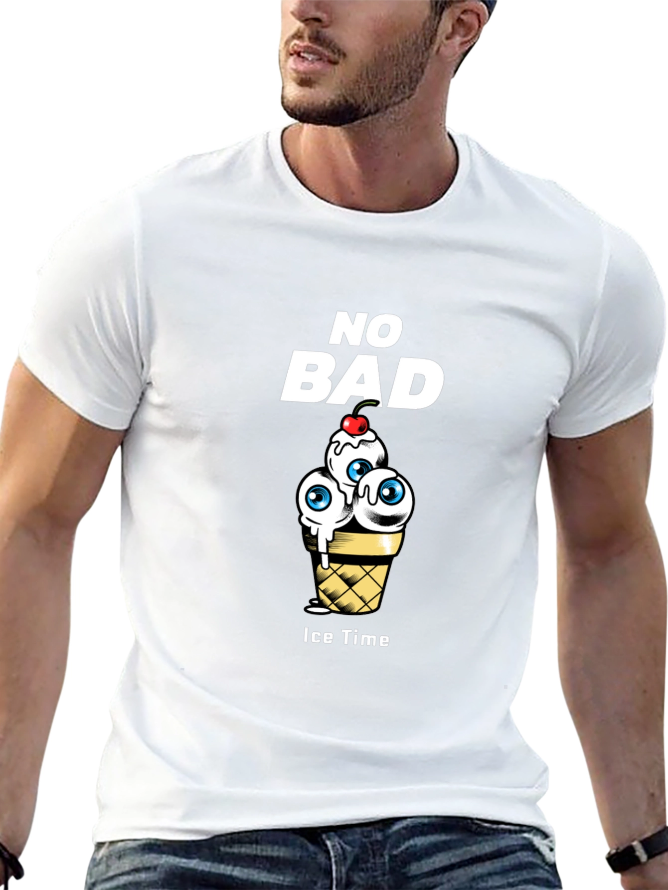 Black No Bad Ice Time Graphic T-Shirt view 13