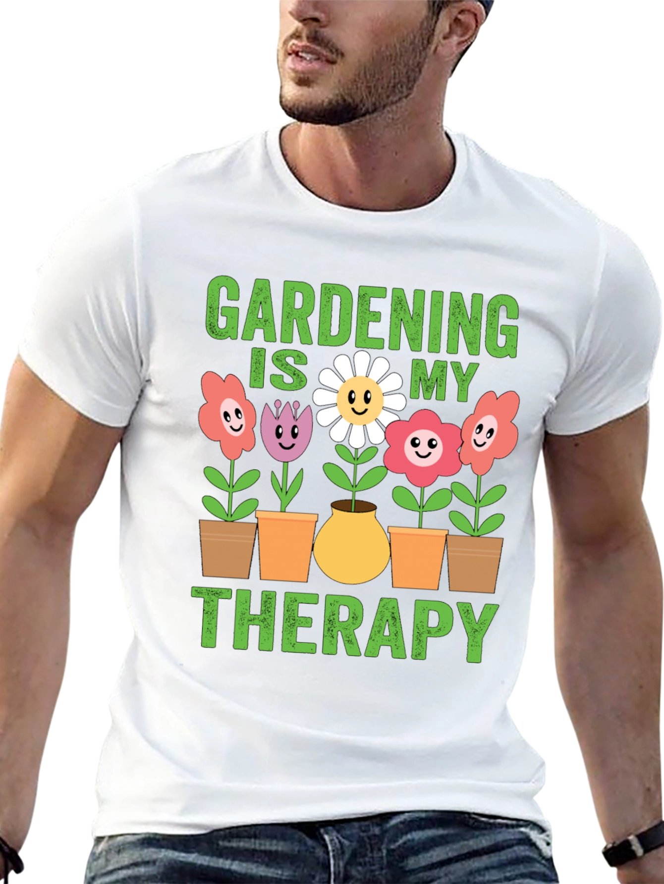 Black Gardening is My Therapy T-Shirt - Black view 13