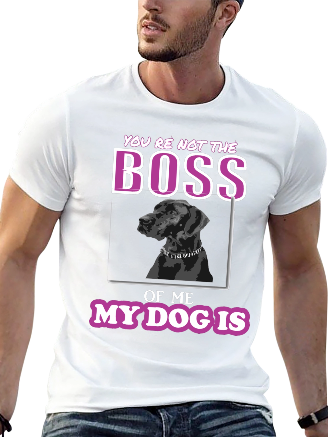 Black Funny Dog Lover T-Shirt - You're Not The Boss view 13