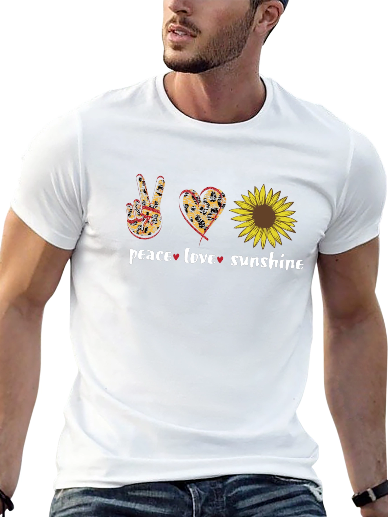 Black Peace Love Sunflower Graphic T-Shirt view 13