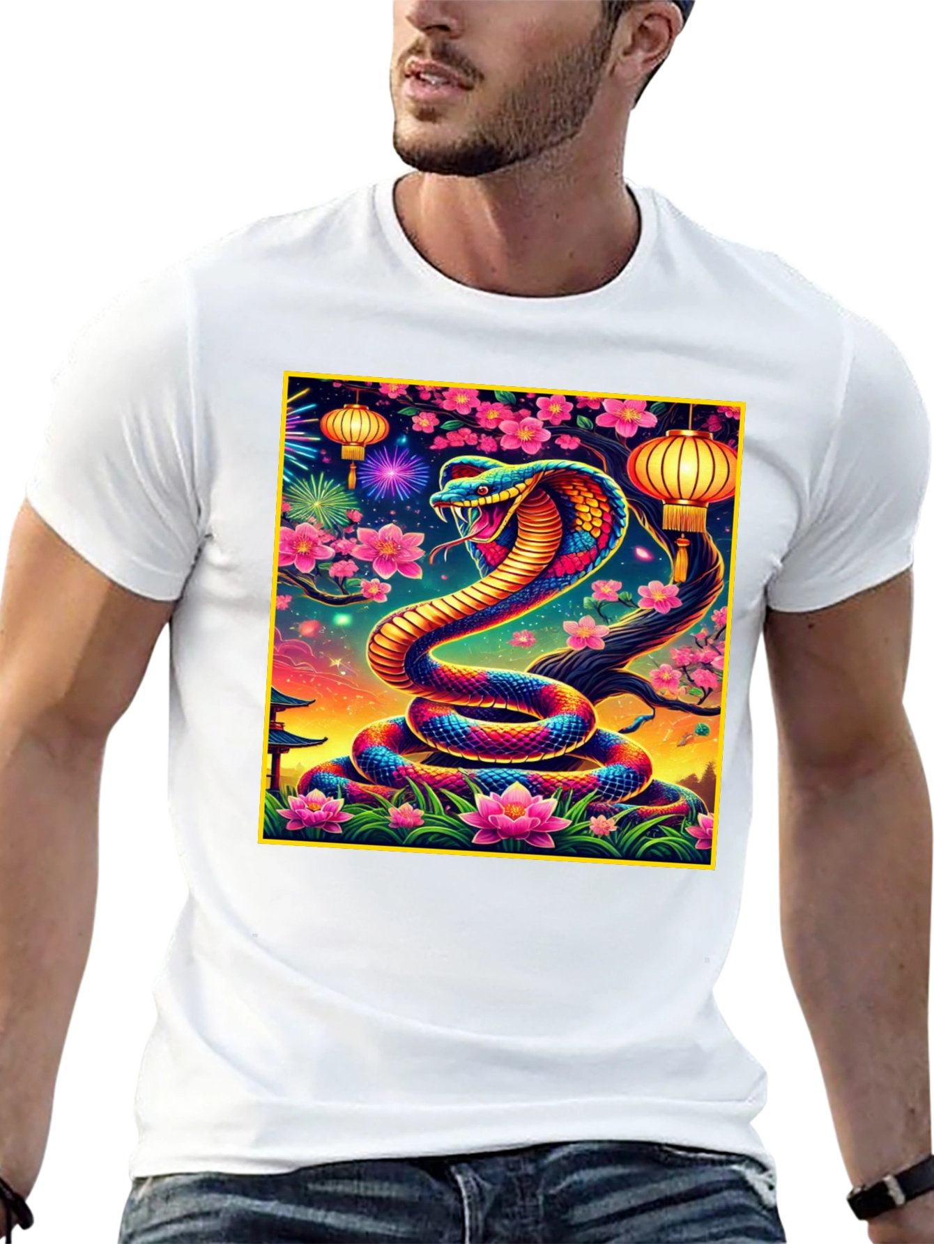 Black Vibrant Cobra Graphic Tee view 13