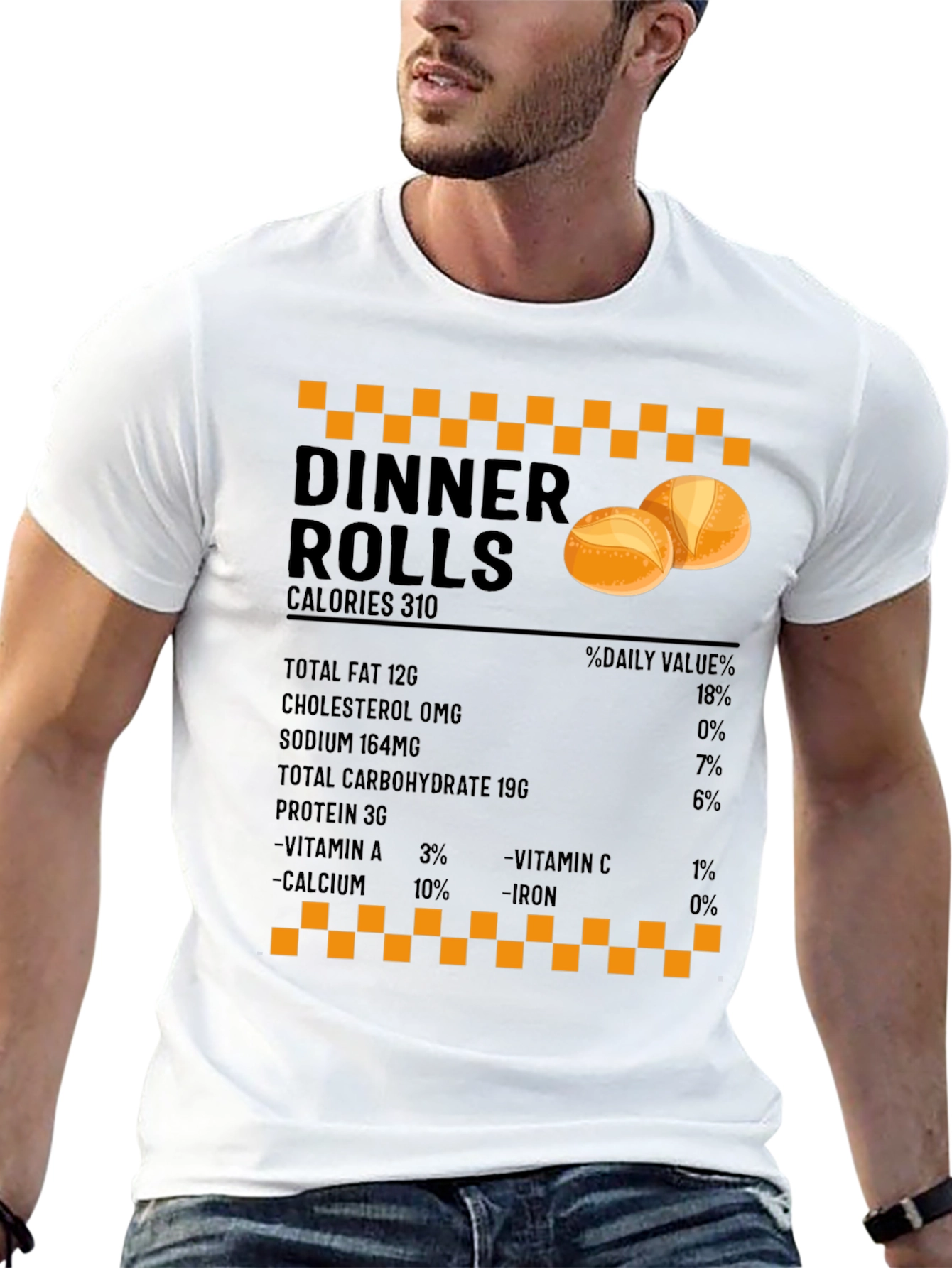 Black Dinner Rolls Nutrition Facts T-Shirt - Foodie Gift view 13