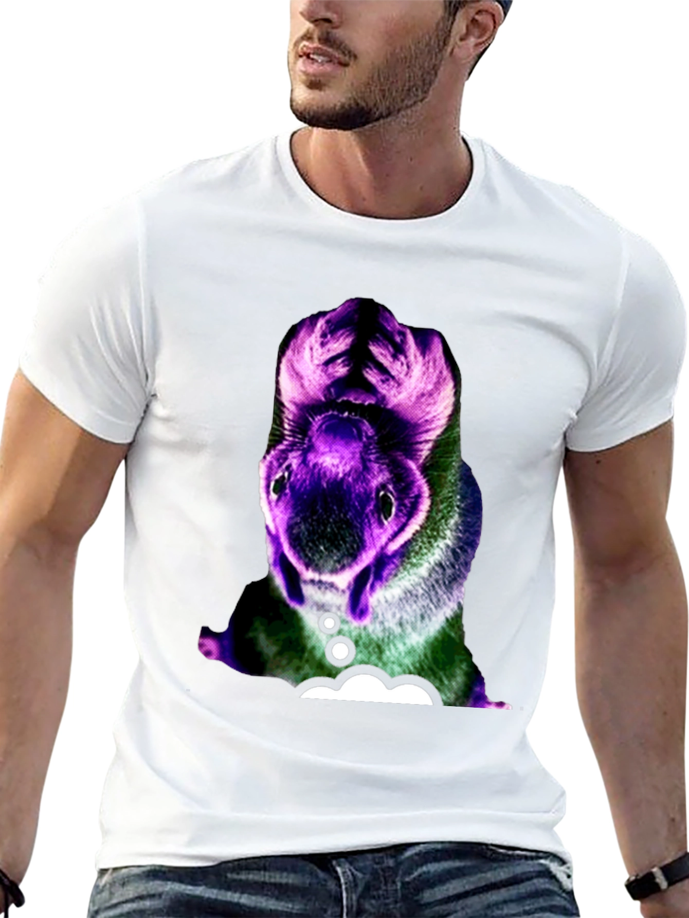 Black Surreal Squirrel Graphic Tee - Black Cotton T-Shirt view 13