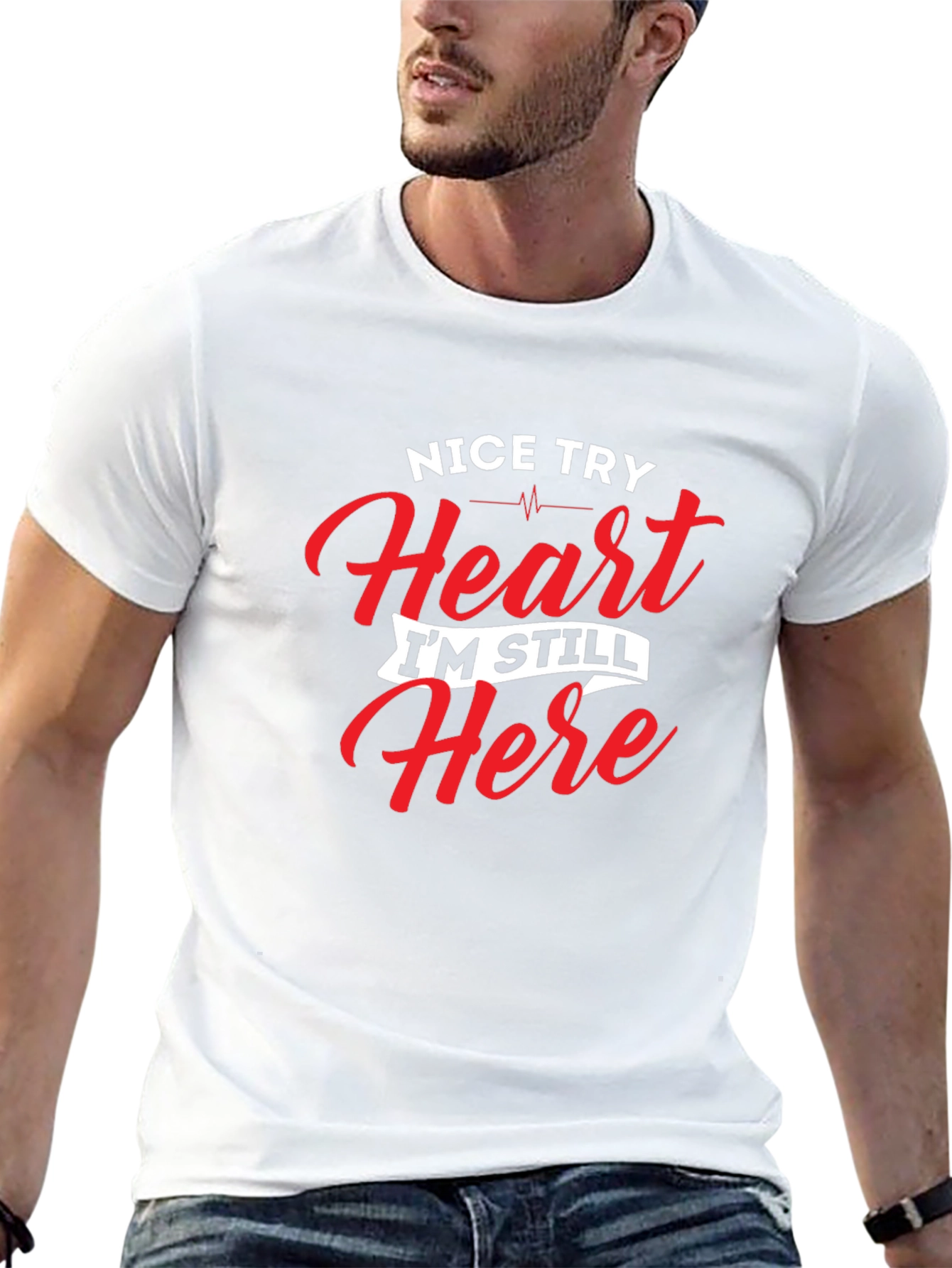 Black Nice Try Heart T-Shirt - Funny Graphic Tee view 13