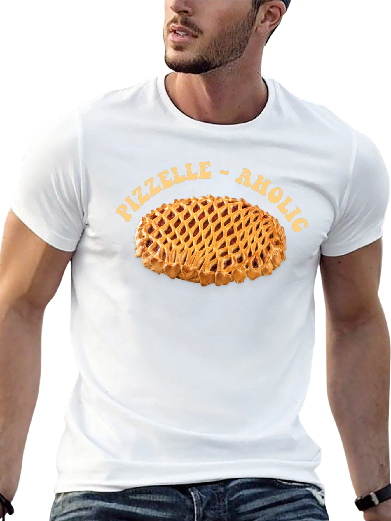 Black Pizzelle-Aholic T-Shirt, Pie Lover Apparel view 13